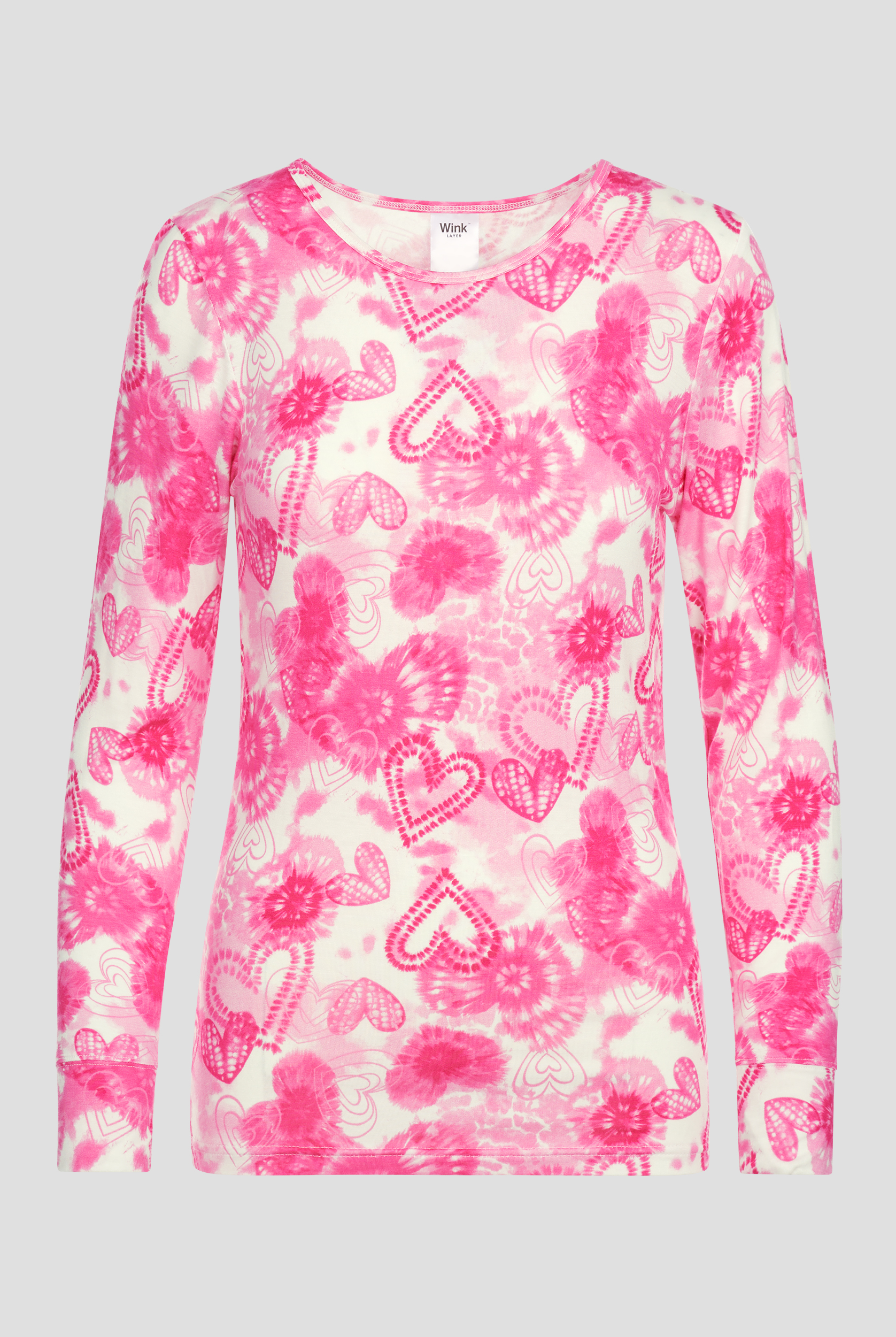 Wink Heart Ties Women's STRETCH Long Sleeve Knit Print Underscrub