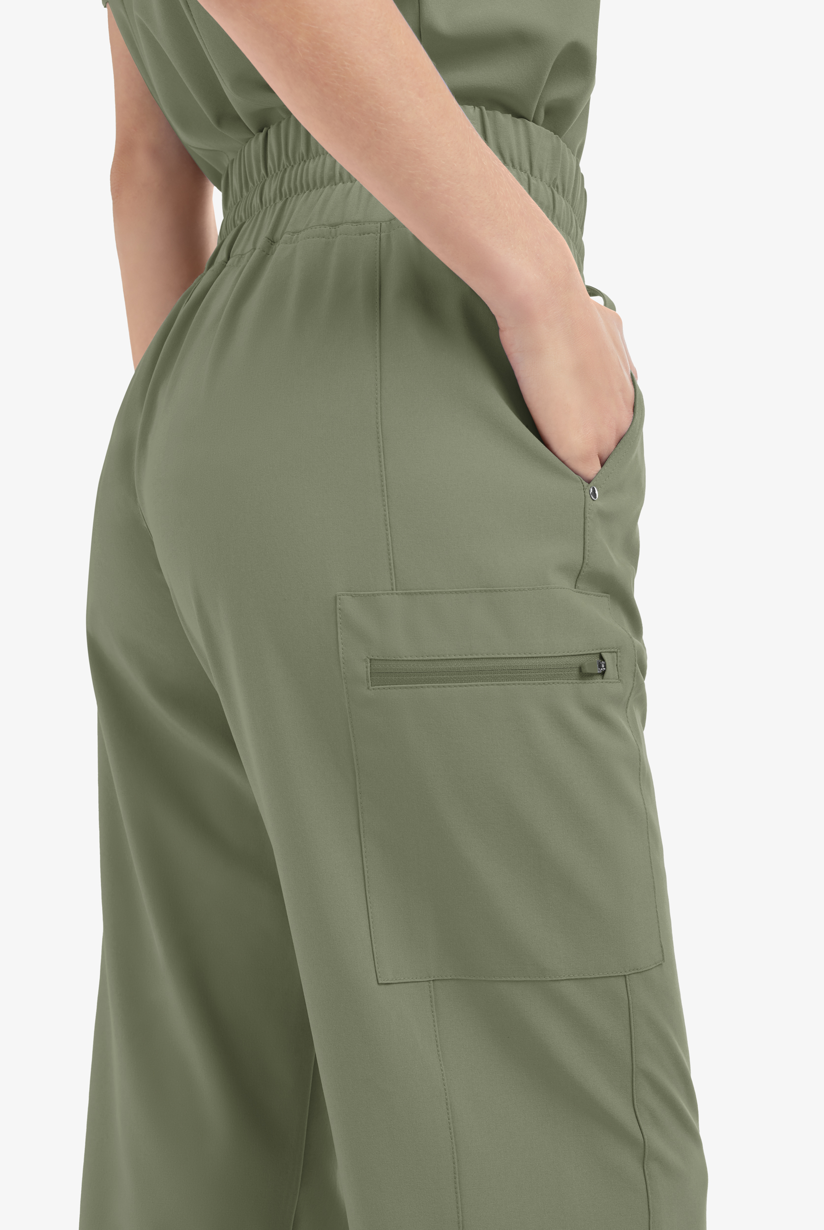 Pantalón médico Easy STRETCH Ellie de tiro alto con piernas anchas y 5 bolsillos para mujer - Petite