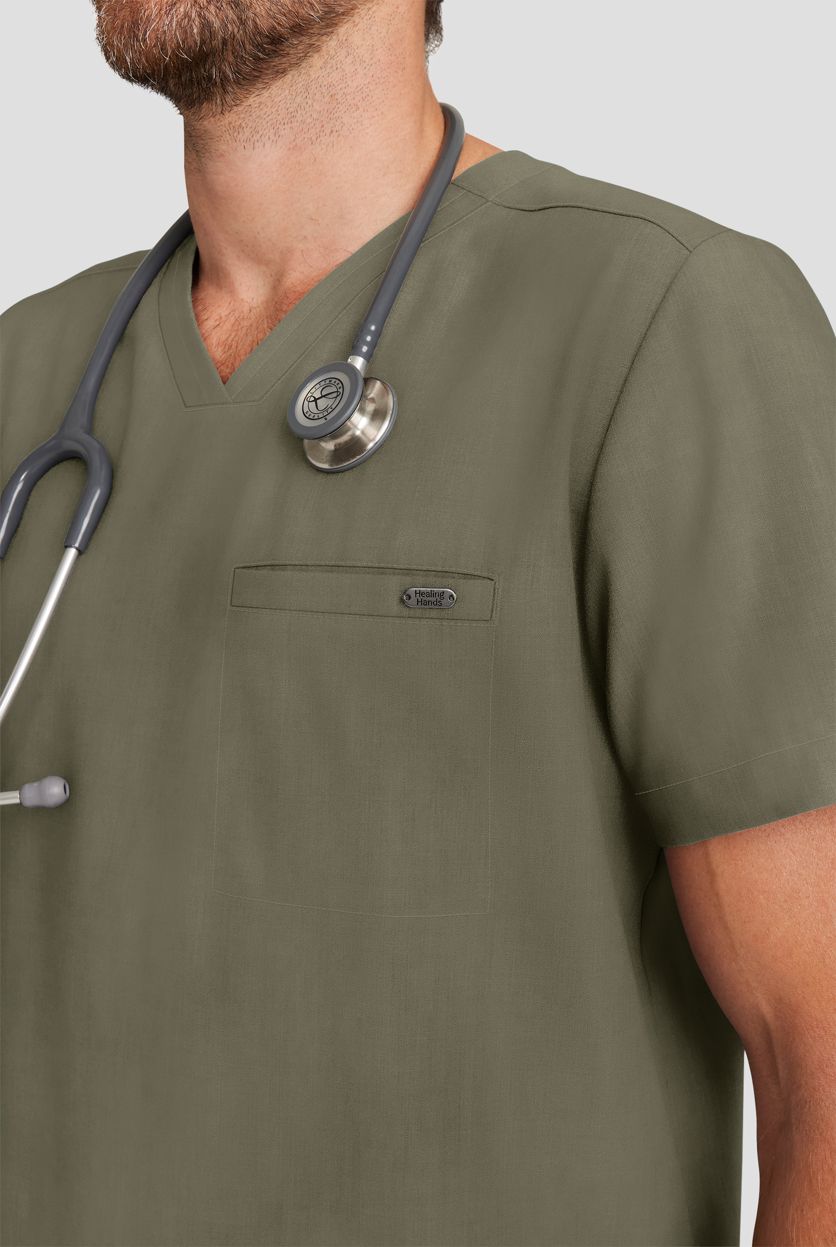 Healing Hands Quest Men's 1-Pocket STRETCH Tuck In V-Neck Scrub Top