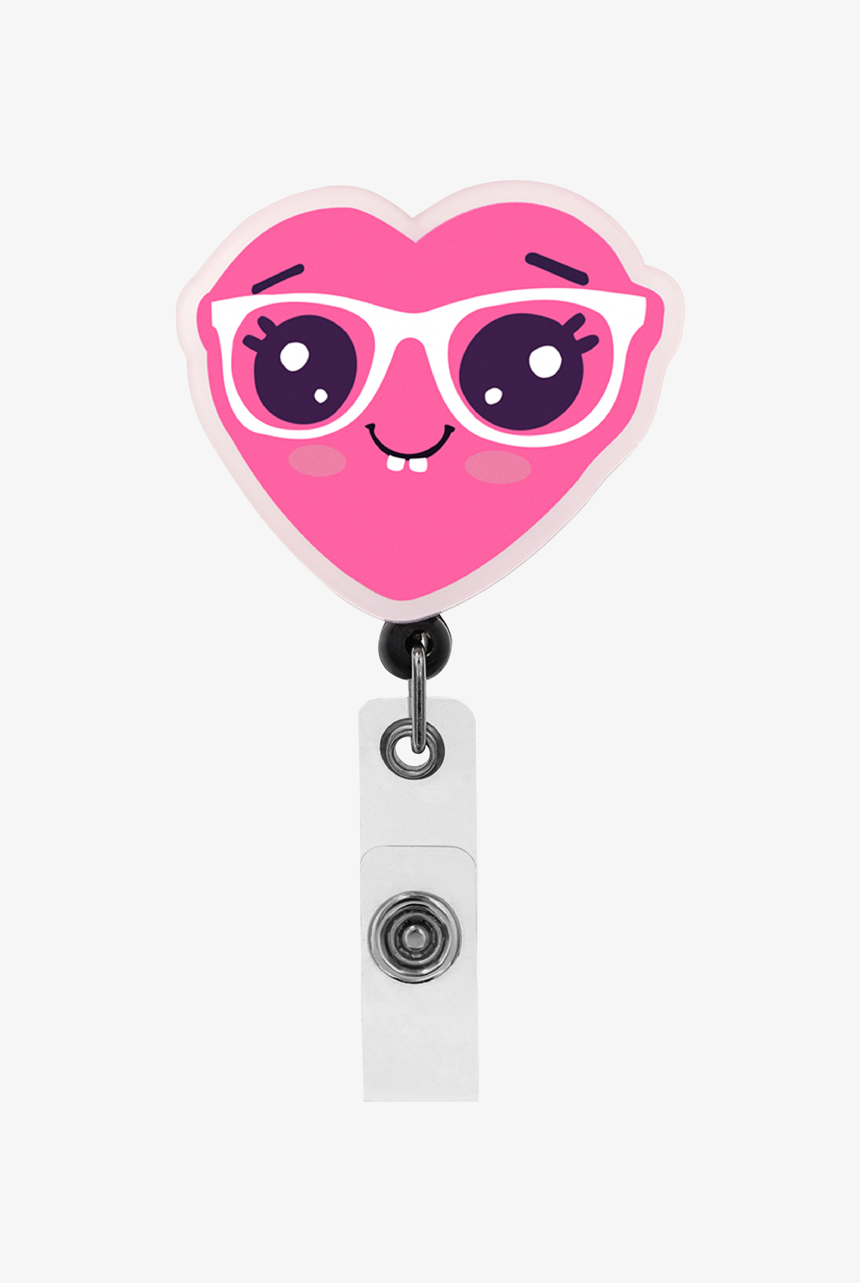 Cutieful Smiley Heart Retractable Acrylic ID Badge Holder