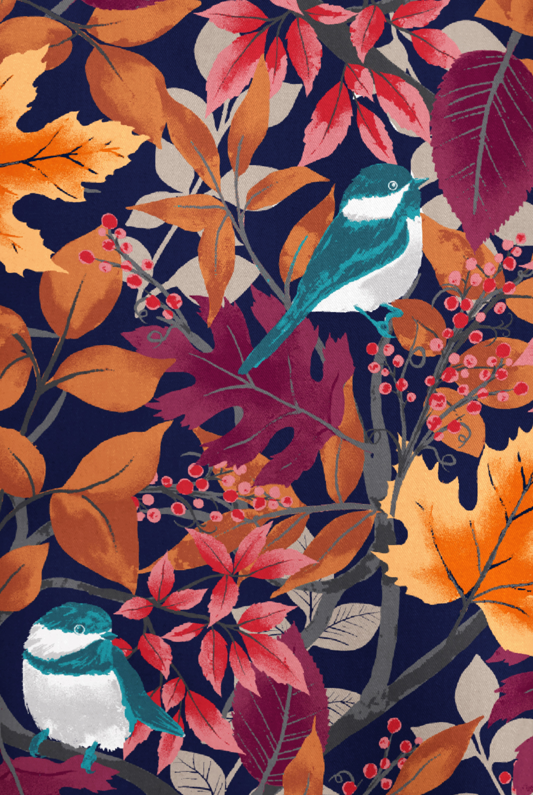 Butter-Soft STRETCH Hidden Garden Navy Women's 1-Pocket Tuck-In V-Neck Print Scrub Top