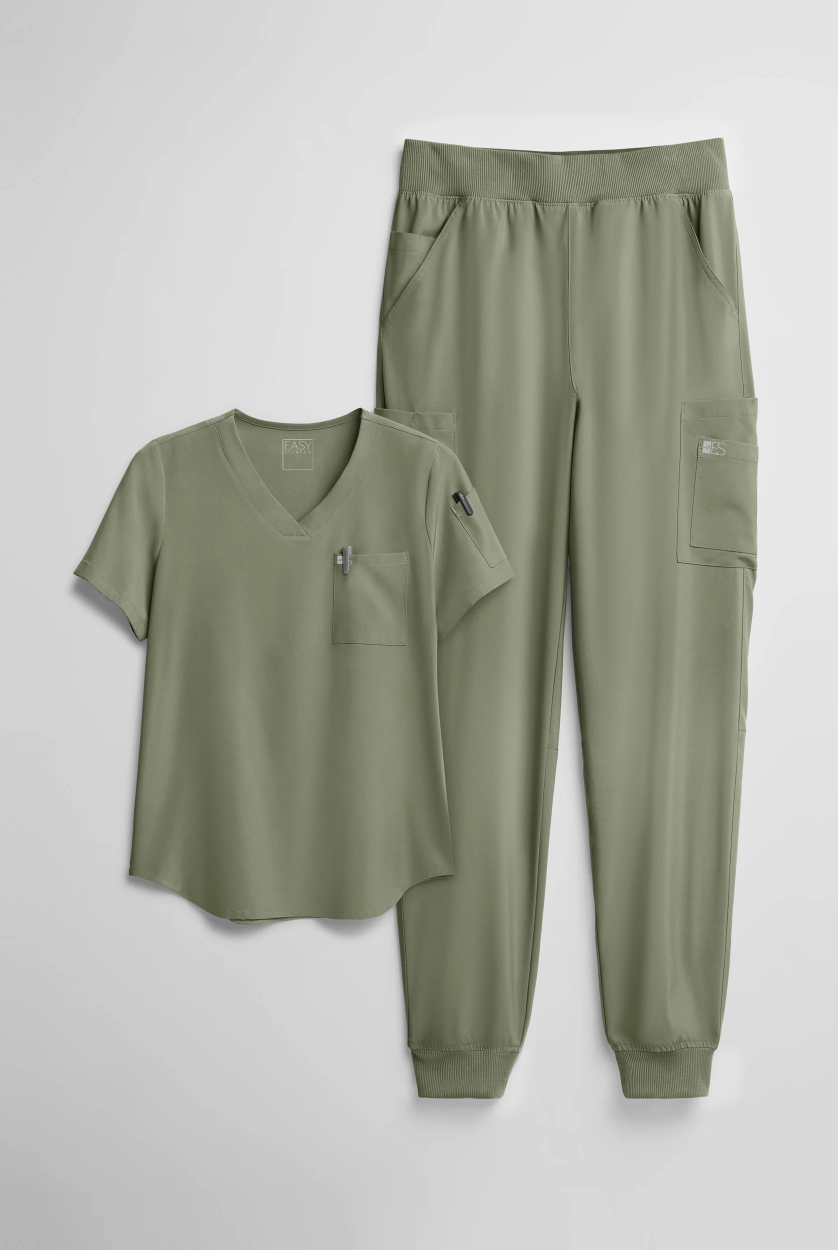 Easy STRETCH Women's 10-Pocket Scrub Set