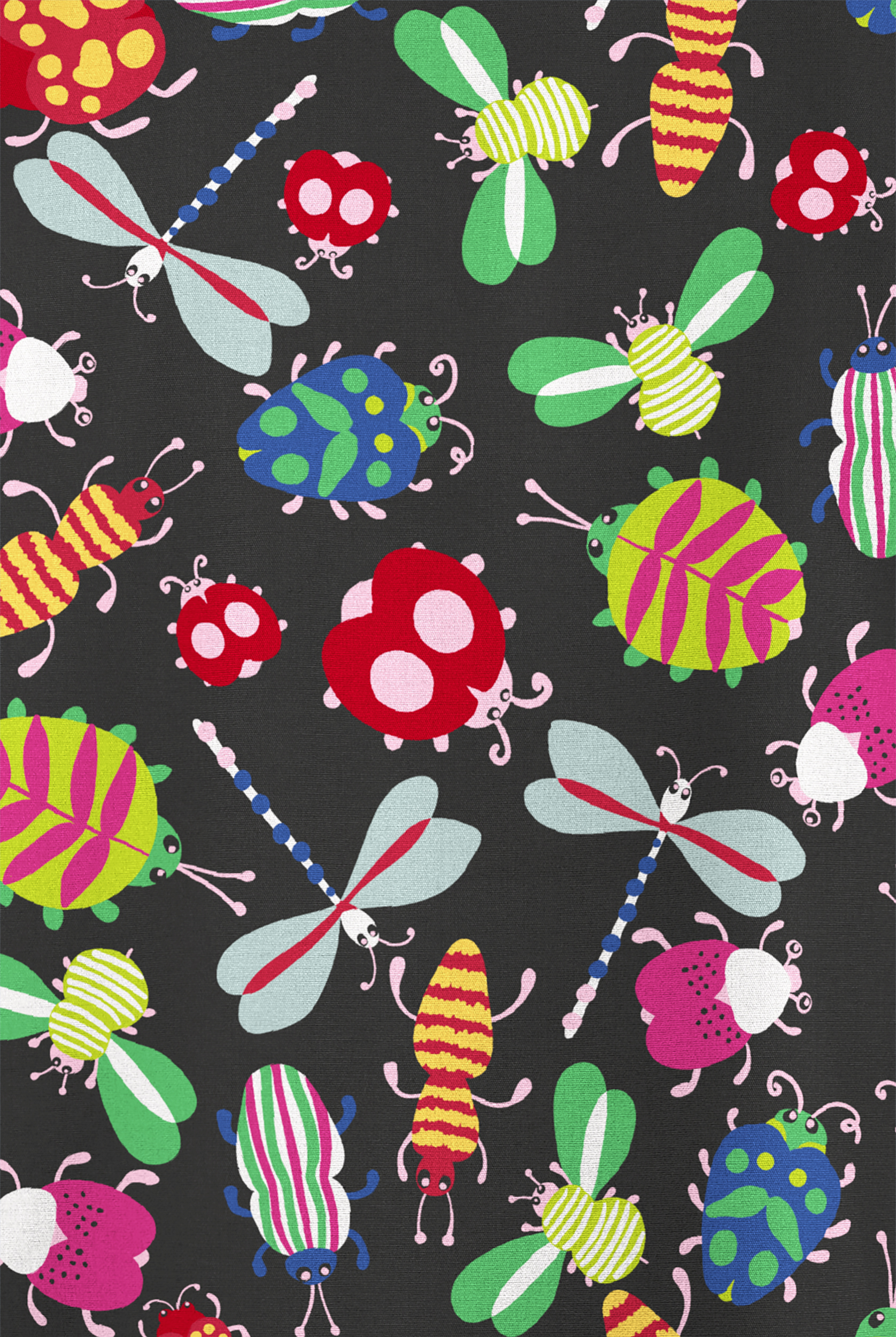 Butter-Soft Originals Happy Bugs Black Women's 3-Pocket Snap Front Print Scrub  Jacket