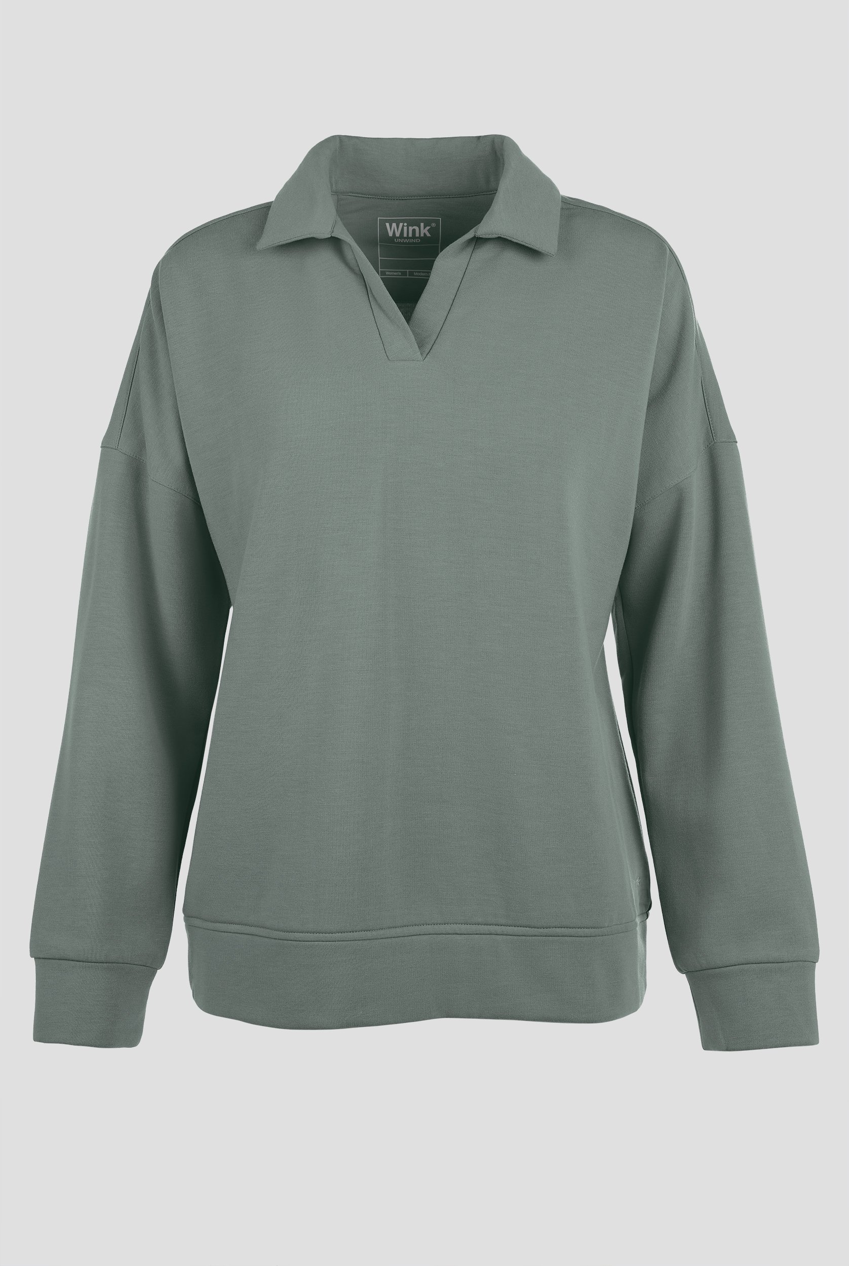 Wink Unwind Women's STRETCH Relaxed Pullover Fleece Polo Scrub Top