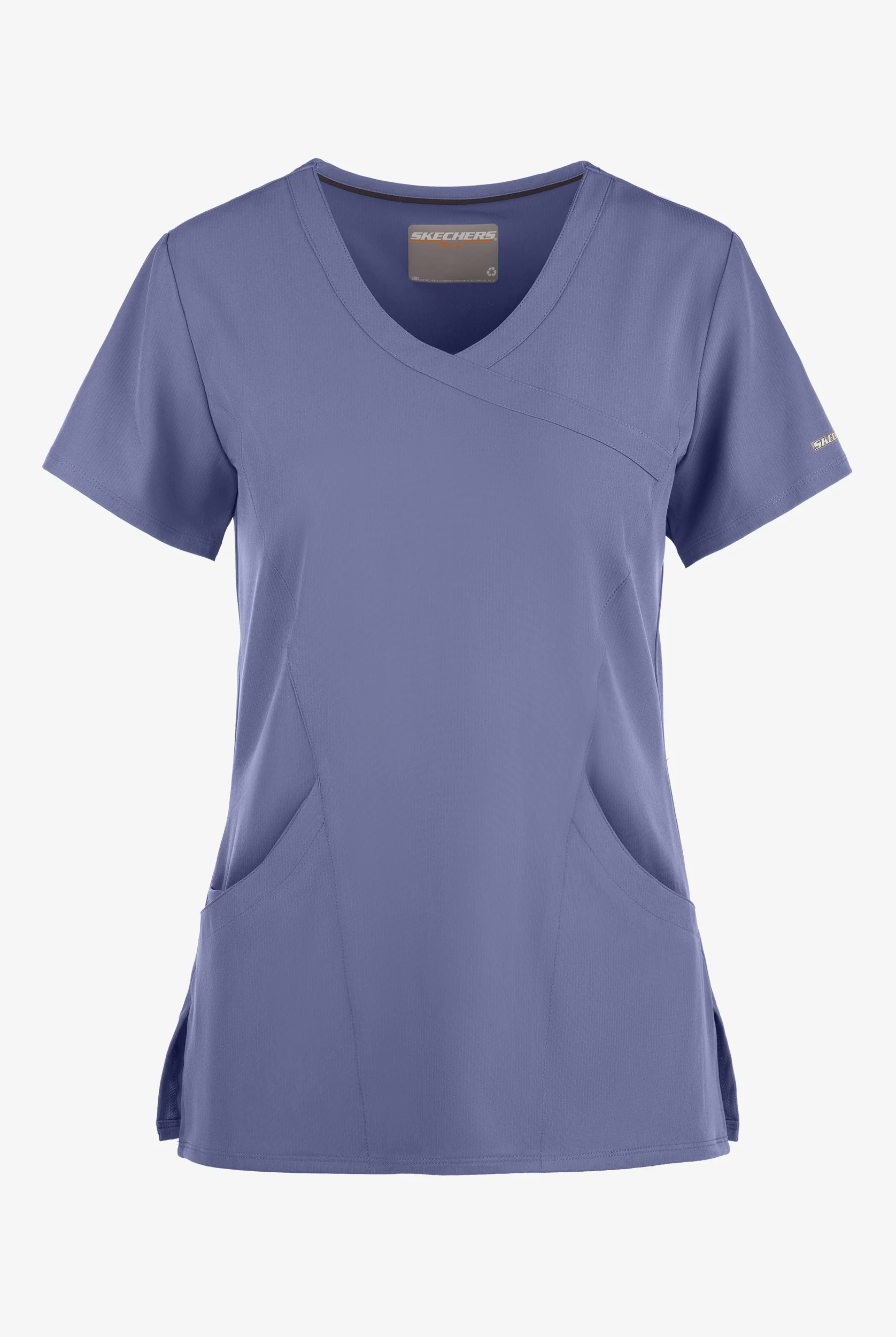 Skechers by Barco Reliance Women's 3-Pocket STRETCH Mock Wrap Scrub Top