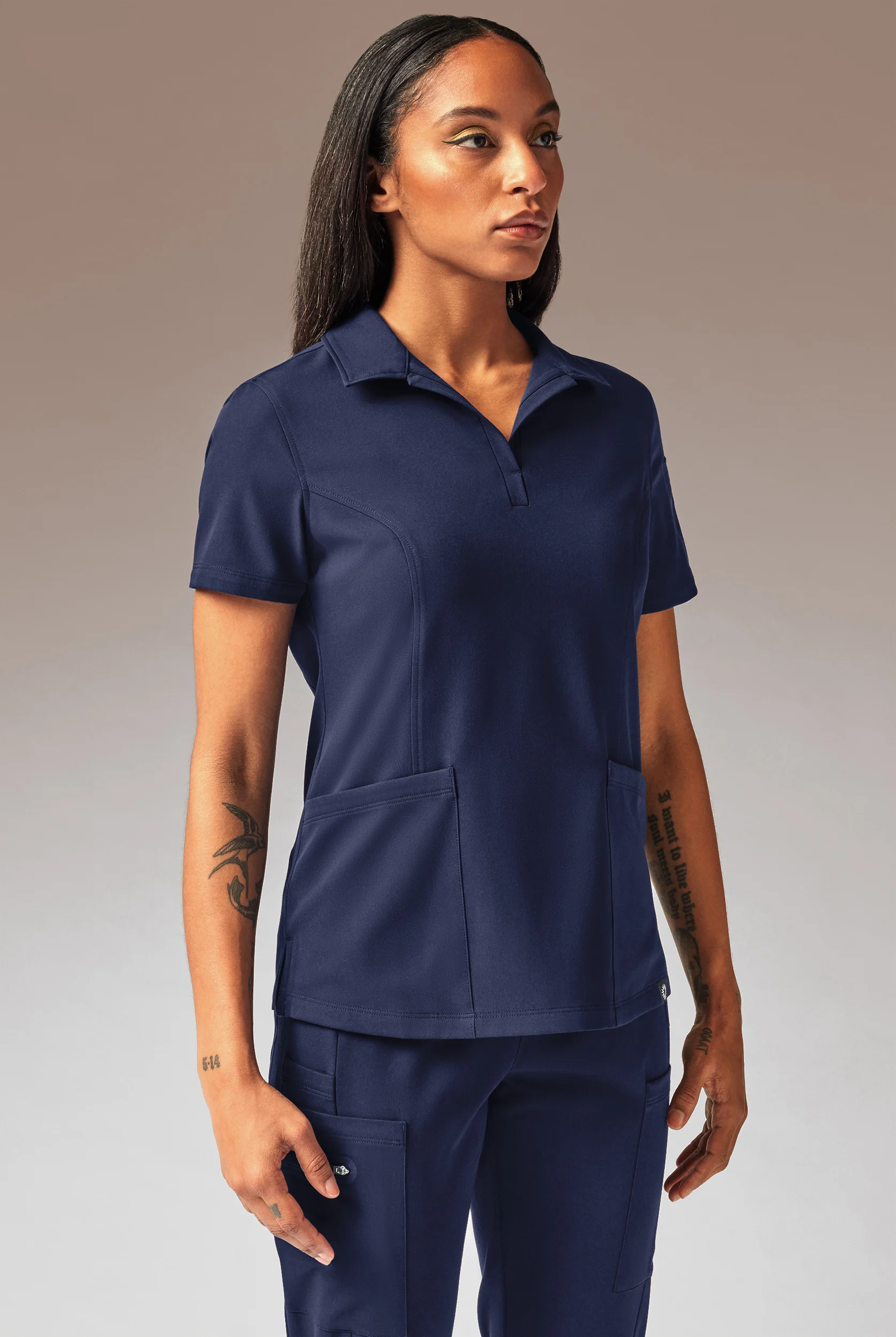 Hypothesis A-S All Situation Women&rsquo;s 3-Pocket Polo Neck Scrub Top