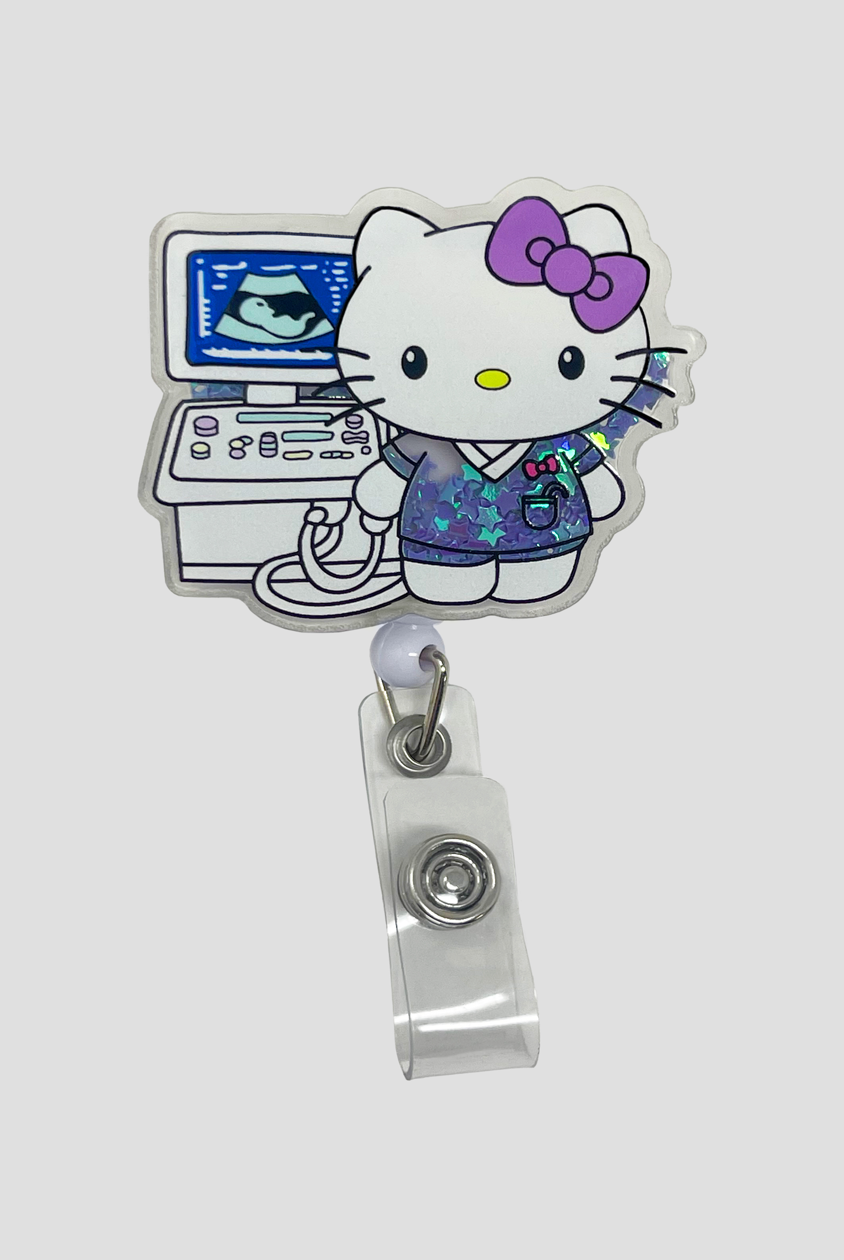 Cutieful Ultrasound Hello Kitty Shaker ID Badge Holder