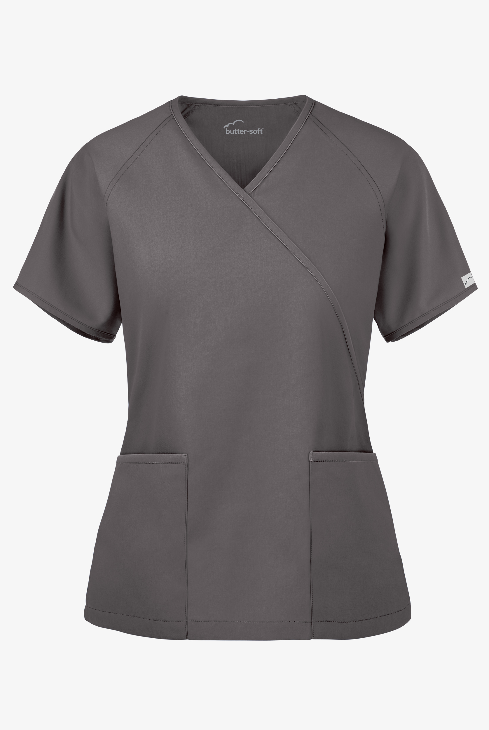 Butter-Soft Core Women's 2-Pocket Solid Mock Wrap Scrub Top