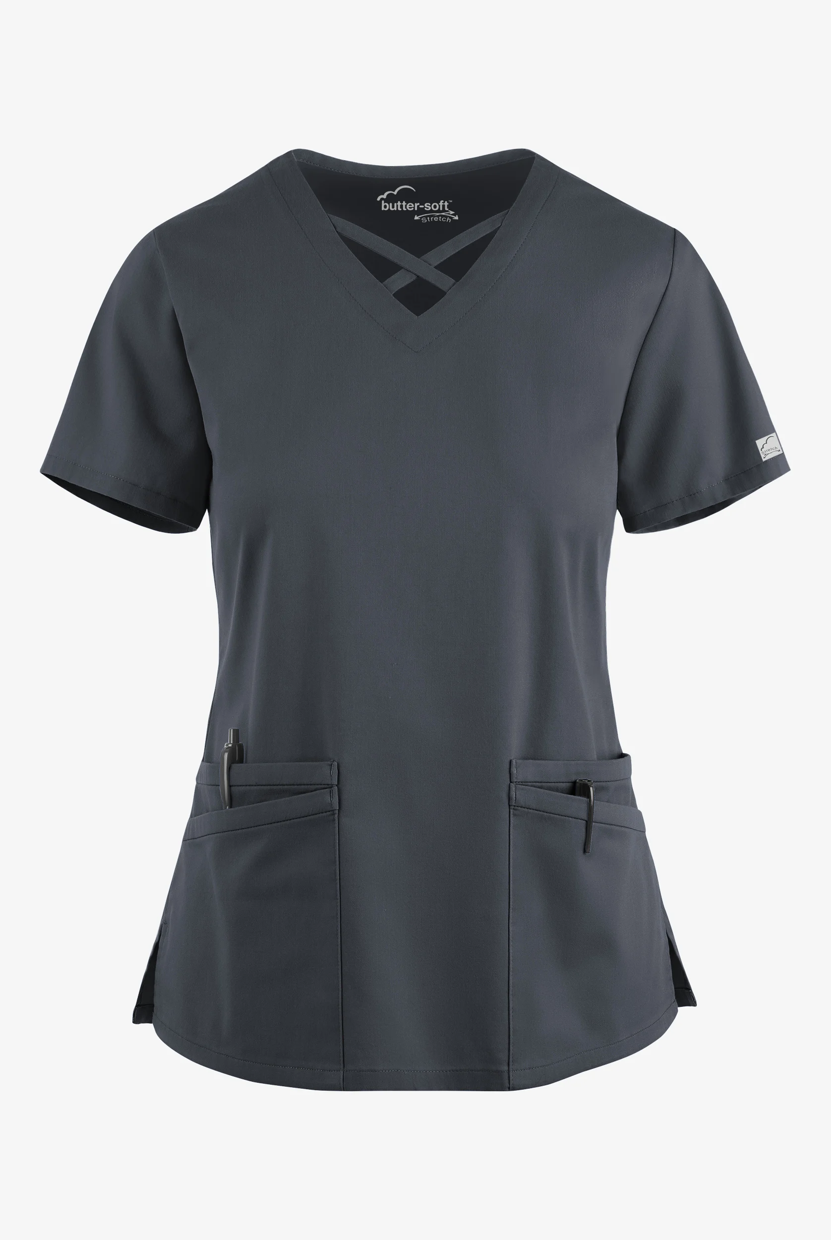 Butter-Soft STRETCH Women's 4-Pocket Crisscross Scrub Top