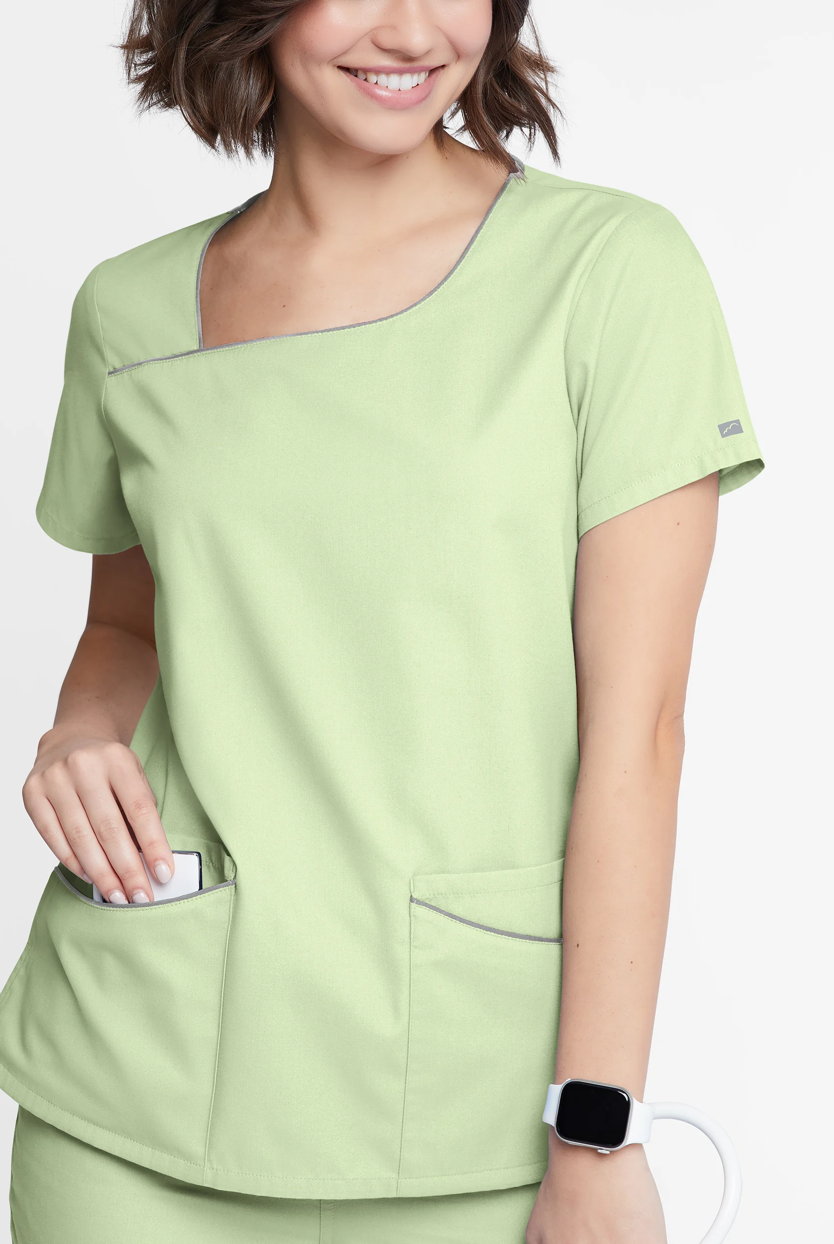 Butter-Soft Originals Women's 4-Pocket Asymmetrical Neck Scrub Top