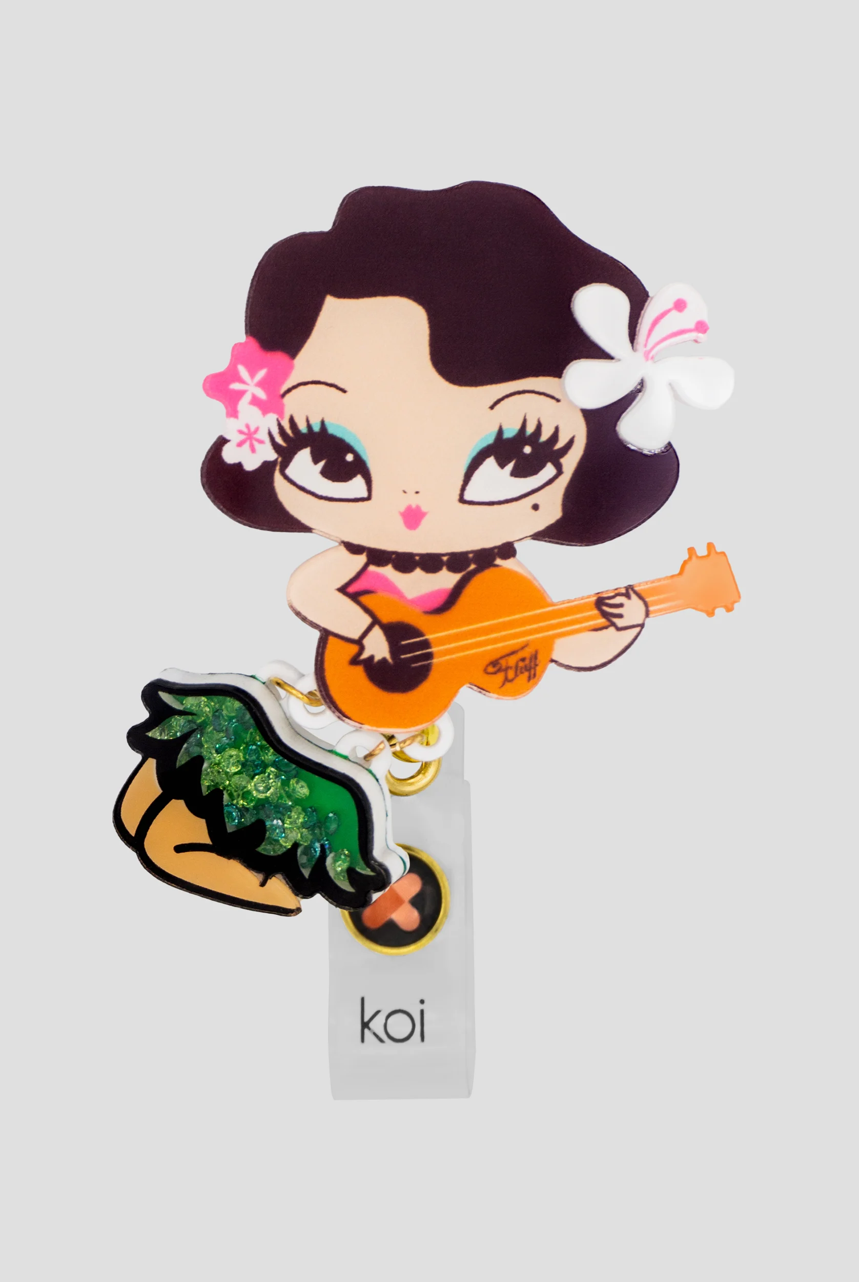 koi Hula Cutie Shaker ID Badge Holder