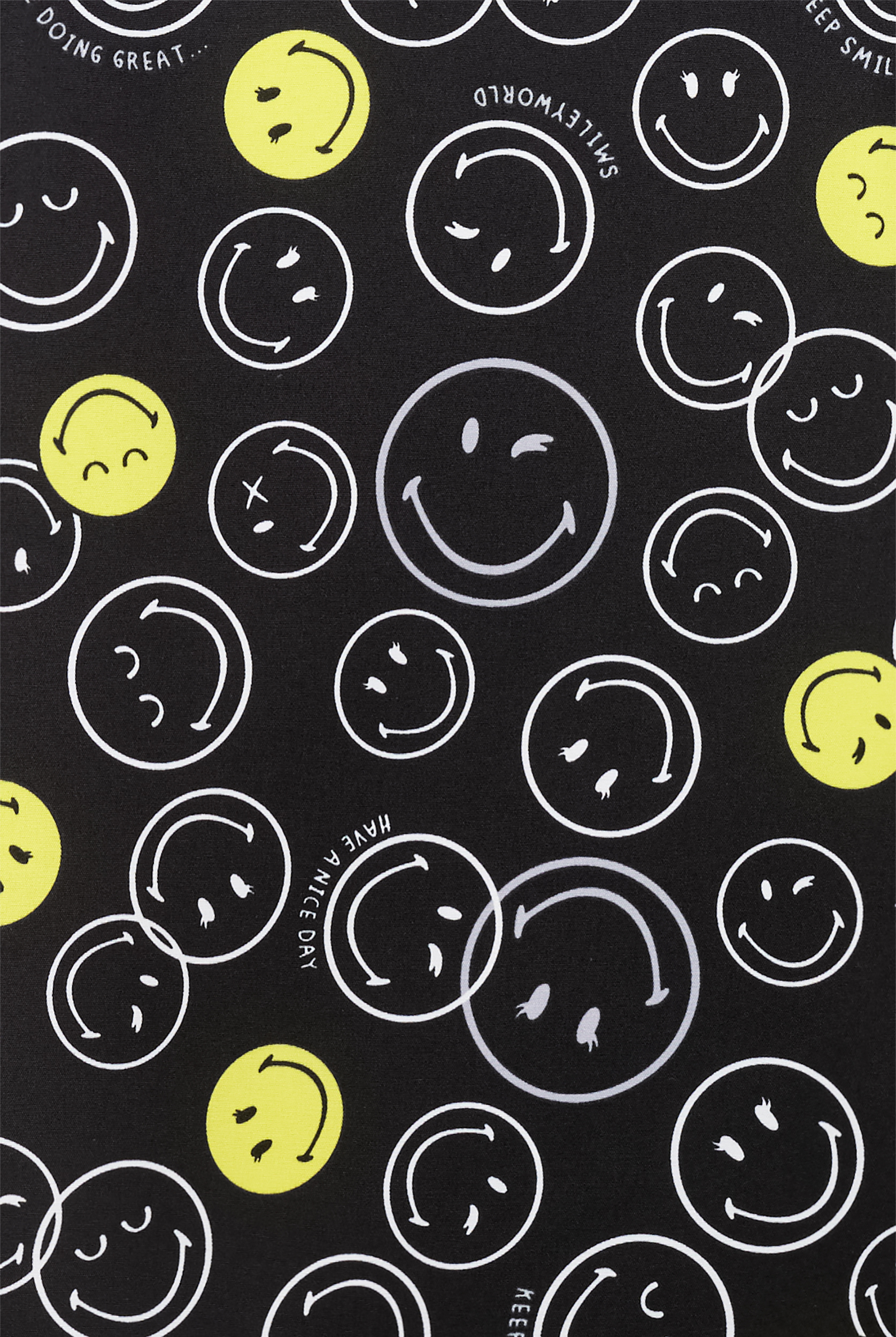 koi Smiley World Doing Great Women's 1-Pocket STRETCH Y-Neck Print Scrub Top