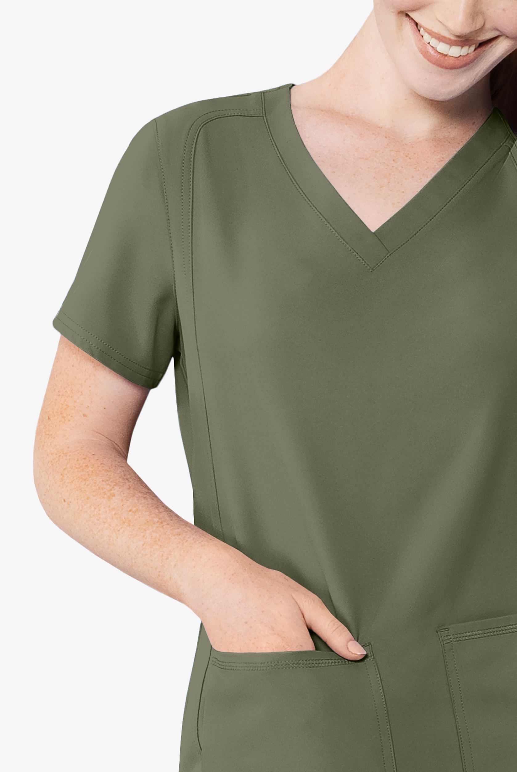 Blusa m&eacute;dica Med Couture Insight con cuello en V y 4 bolsillos para mujer