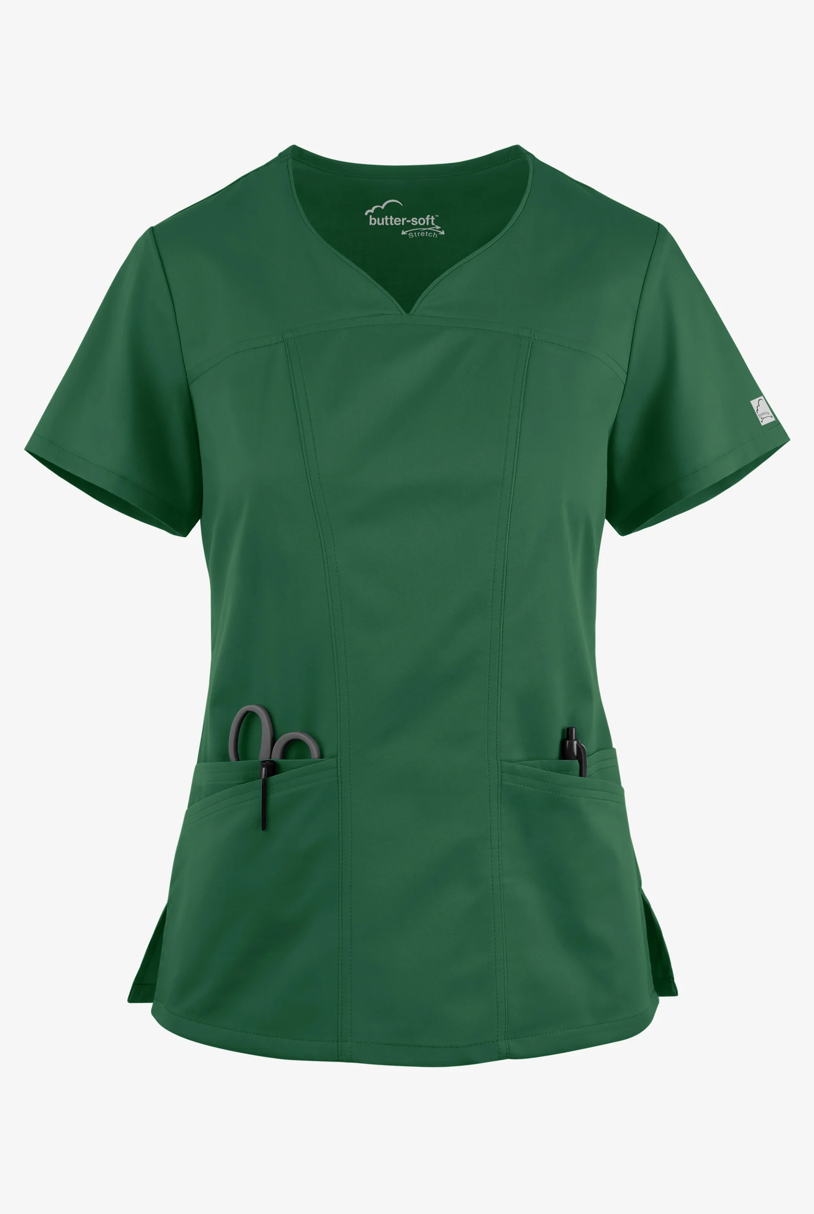 Butter-Soft STRETCH Women's 4-Pocket Sweetheart Neck Scrub Top