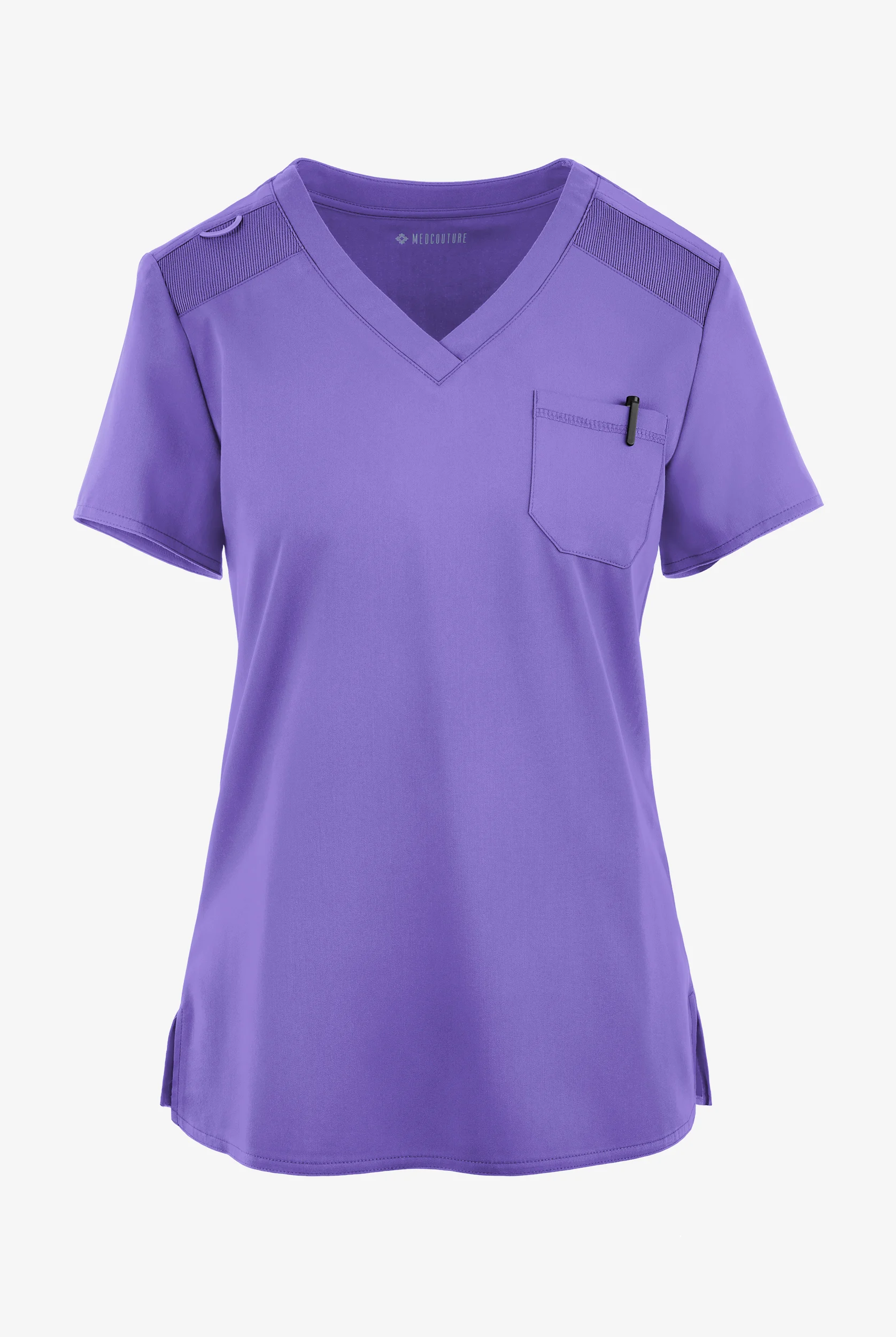 Med Couture Touch Women's 1-Pocket STRETCH Tuck In V-Neck Scrub Top