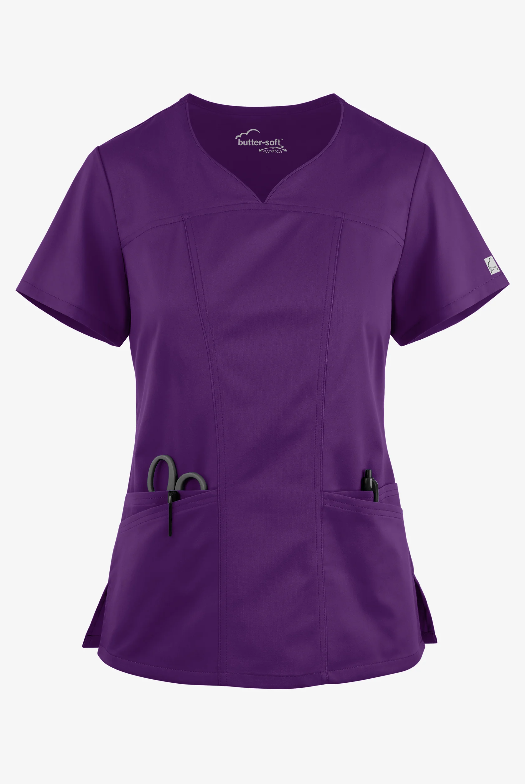 Butter-Soft STRETCH Women's 4-Pocket Sweetheart Neck Scrub Top