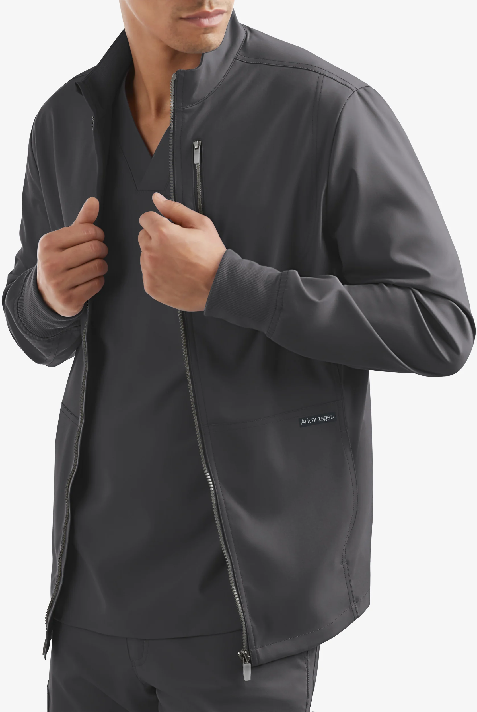 Advantage STRETCH Men's 4-Pocket Zip Front Warm-Up Scrub Jacket