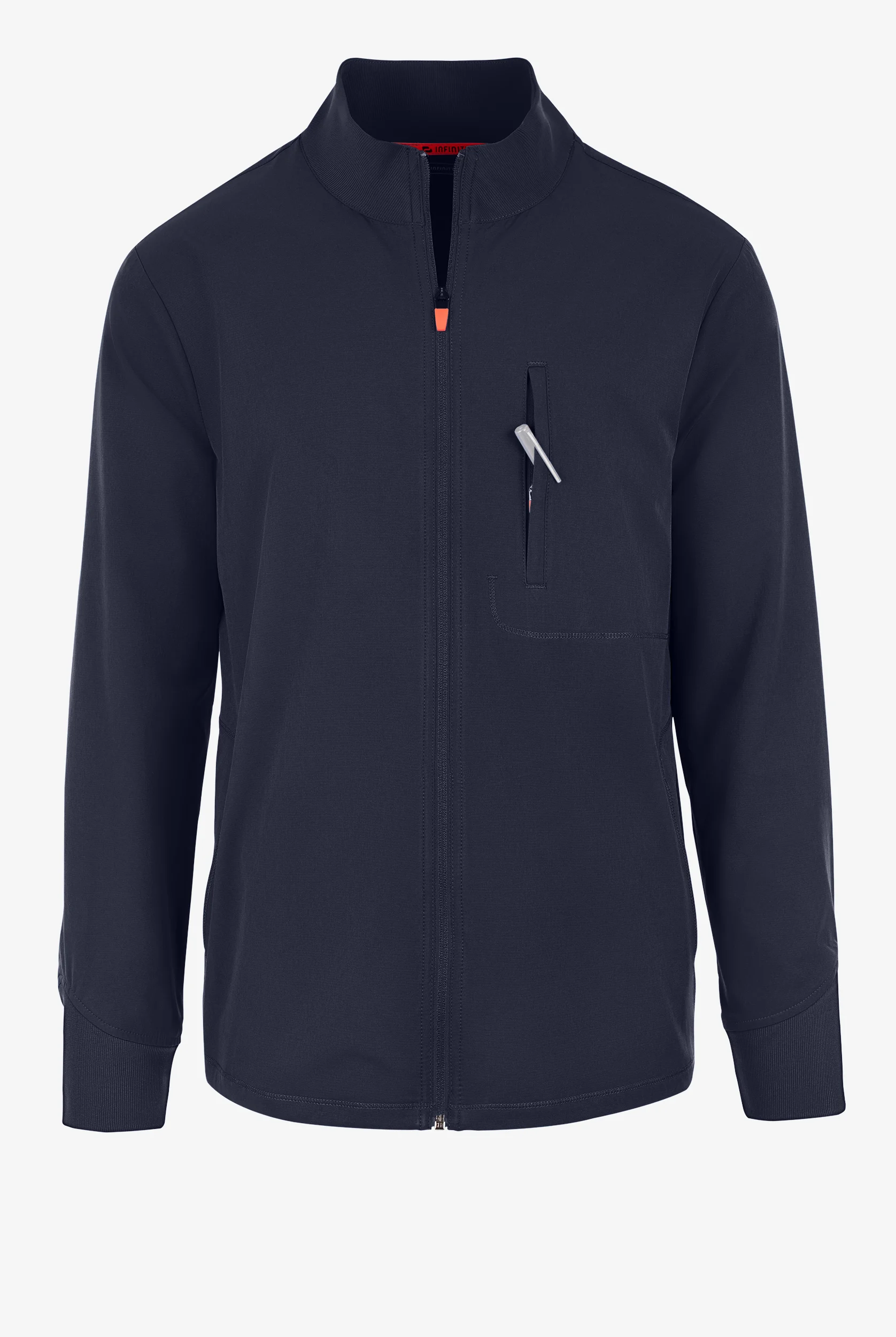 Infinity GNR8 Men's 4-Pocket STRETCH Rib-Knit Zip Front Scrub Jacket