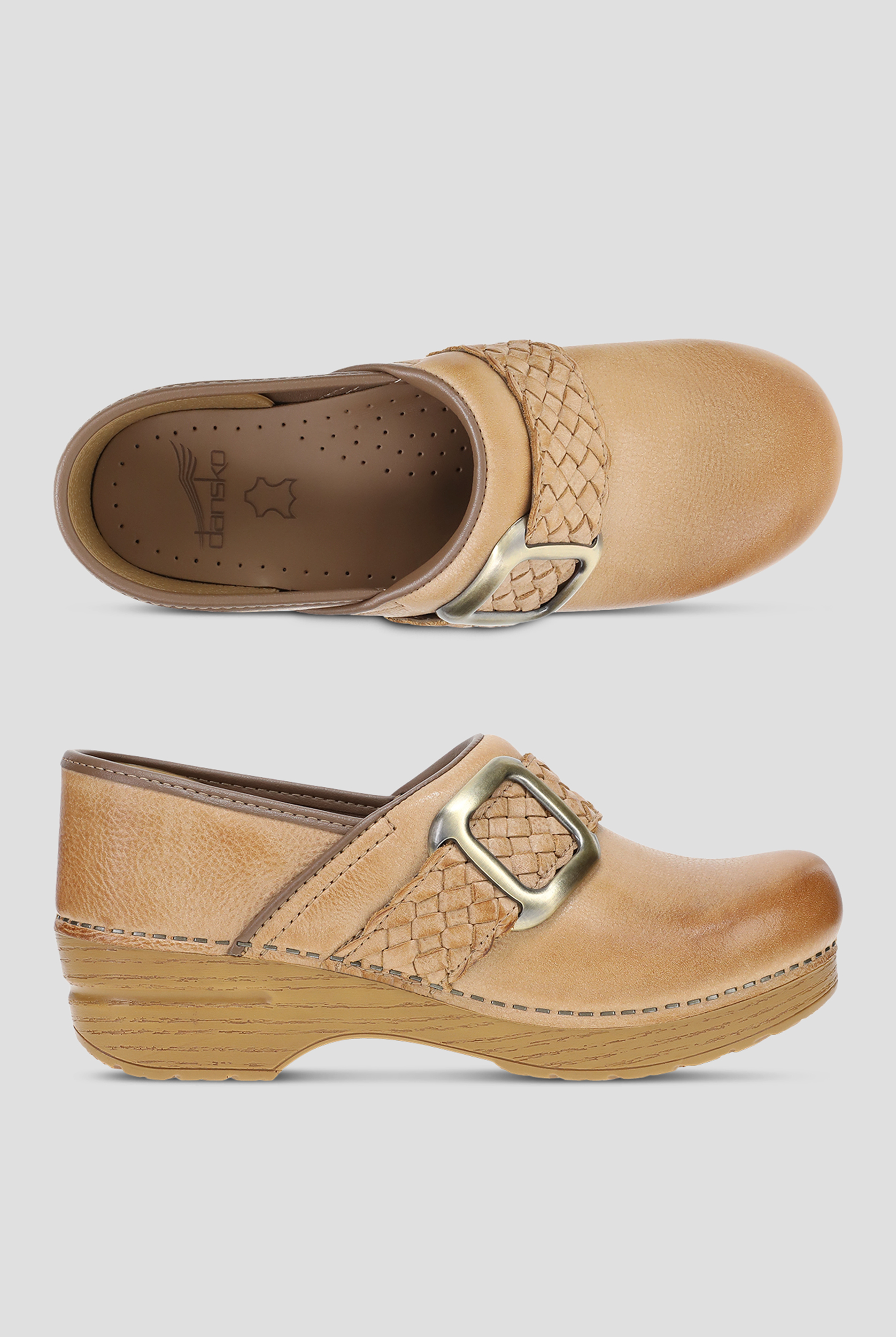 Dansko Women's Pro Braided Honey Distressed Clogs