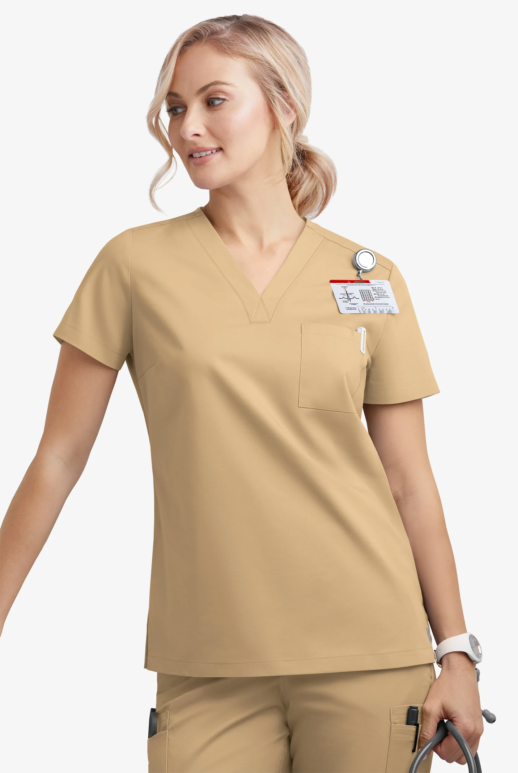 Butter-Soft STRETCH Women's 2-Pocket V-Neck Tuck-In Scrub Top