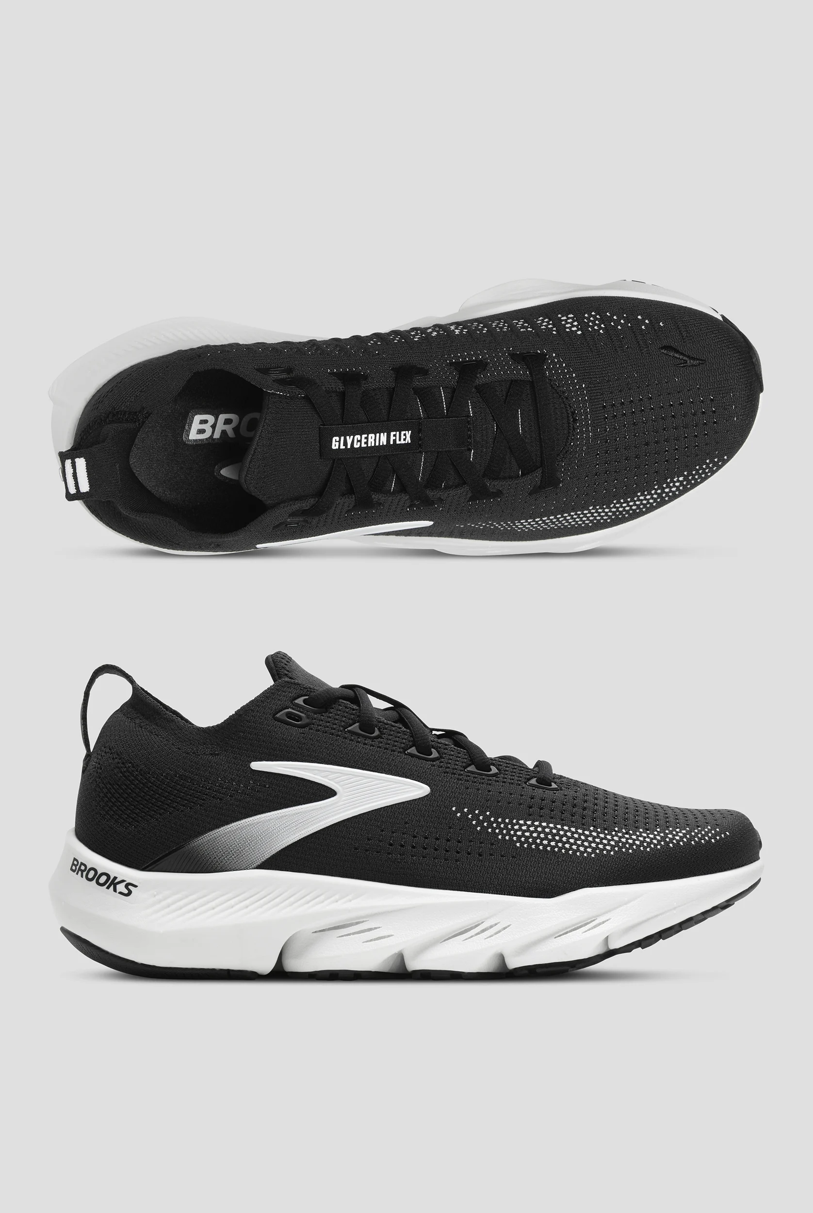 Zapatillas deportivas de enfermer&iacute;a Brooks Glycerin Flex Black/White con cordones para mujer