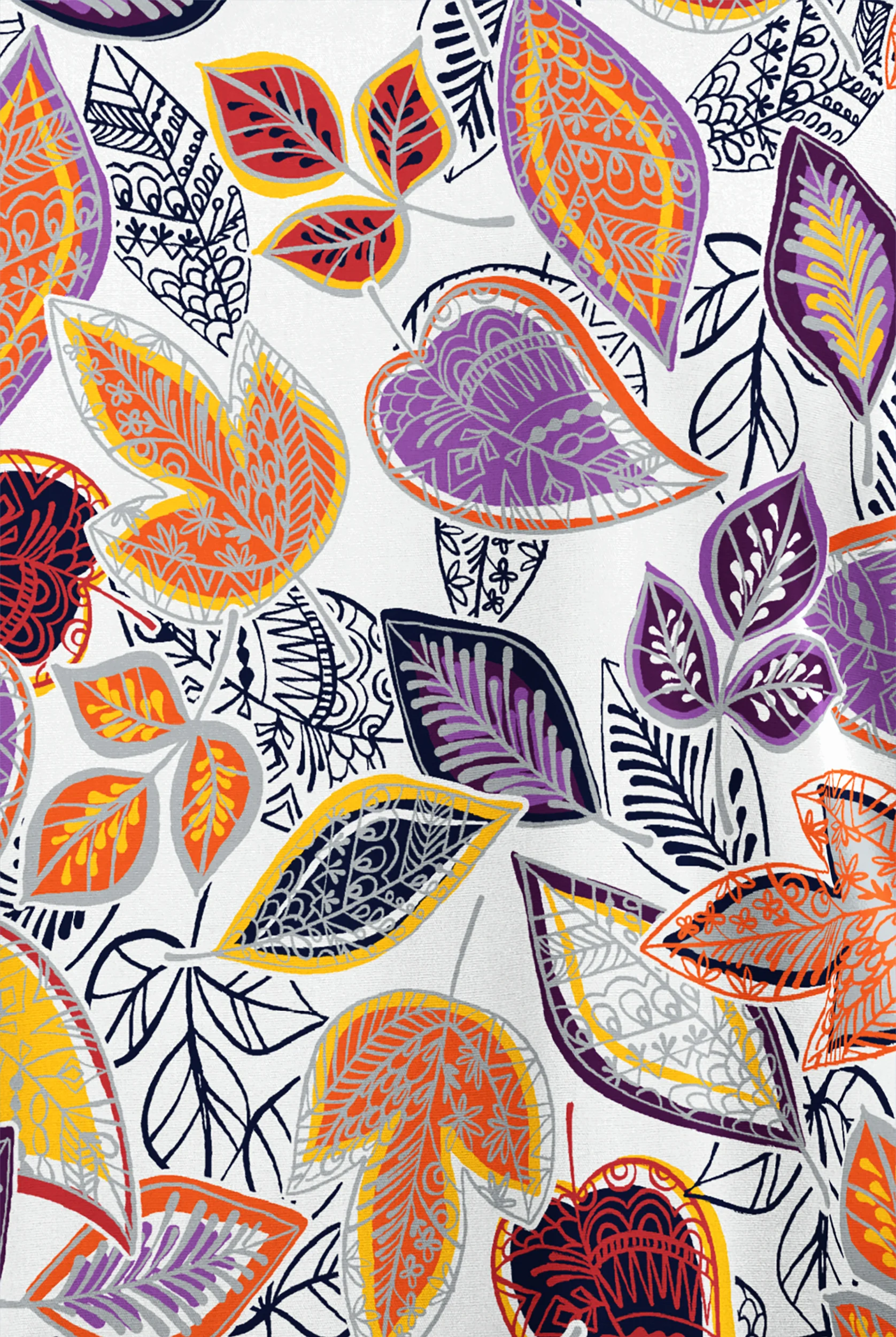 Butter-Soft Originals Filigree Leaves Women's 6-Pocket Scallop Neck Print Scrub Top