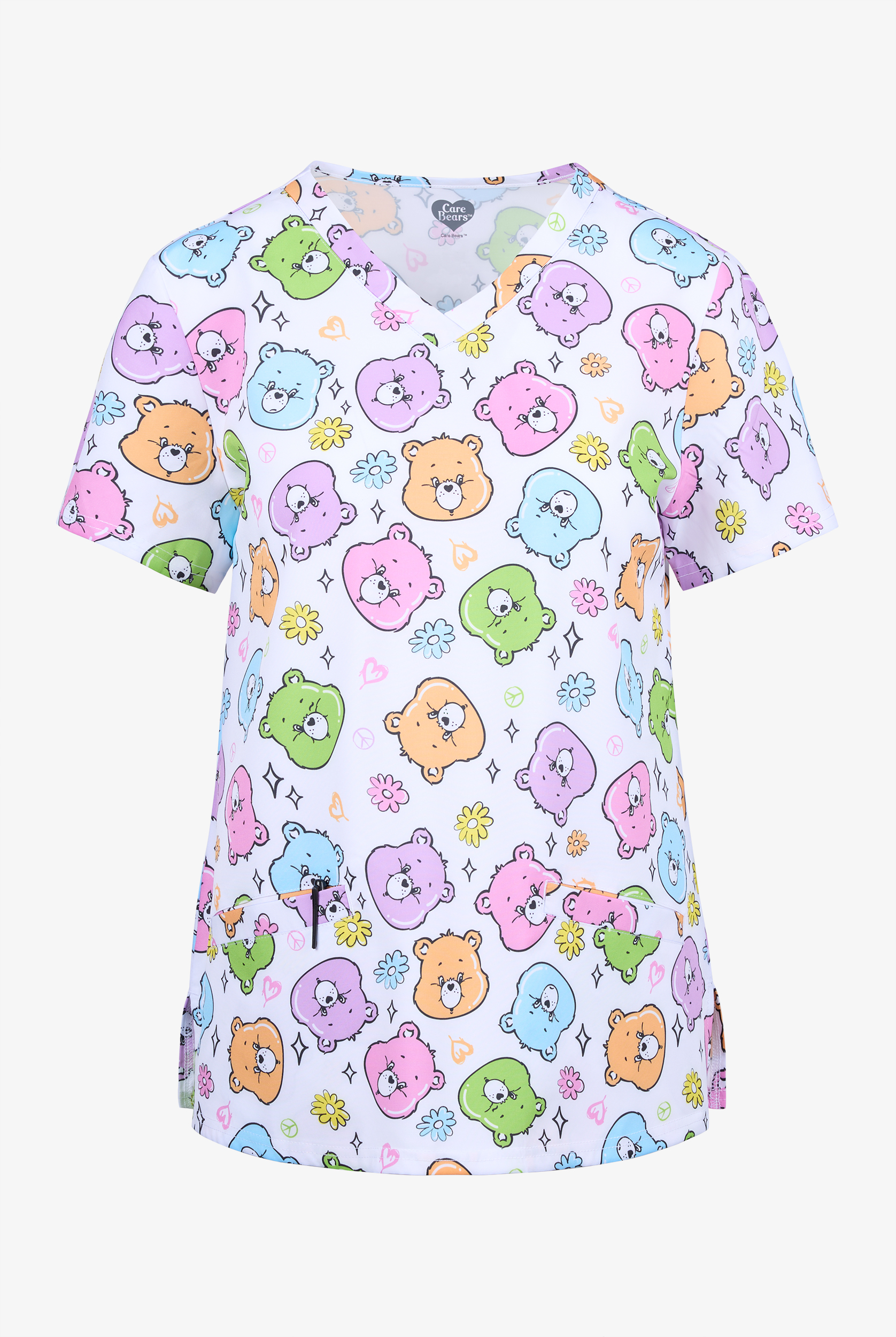 Care Bears by Funscrubs Women's 2-Pocket STRETCH V-Neck Print Scrub Top