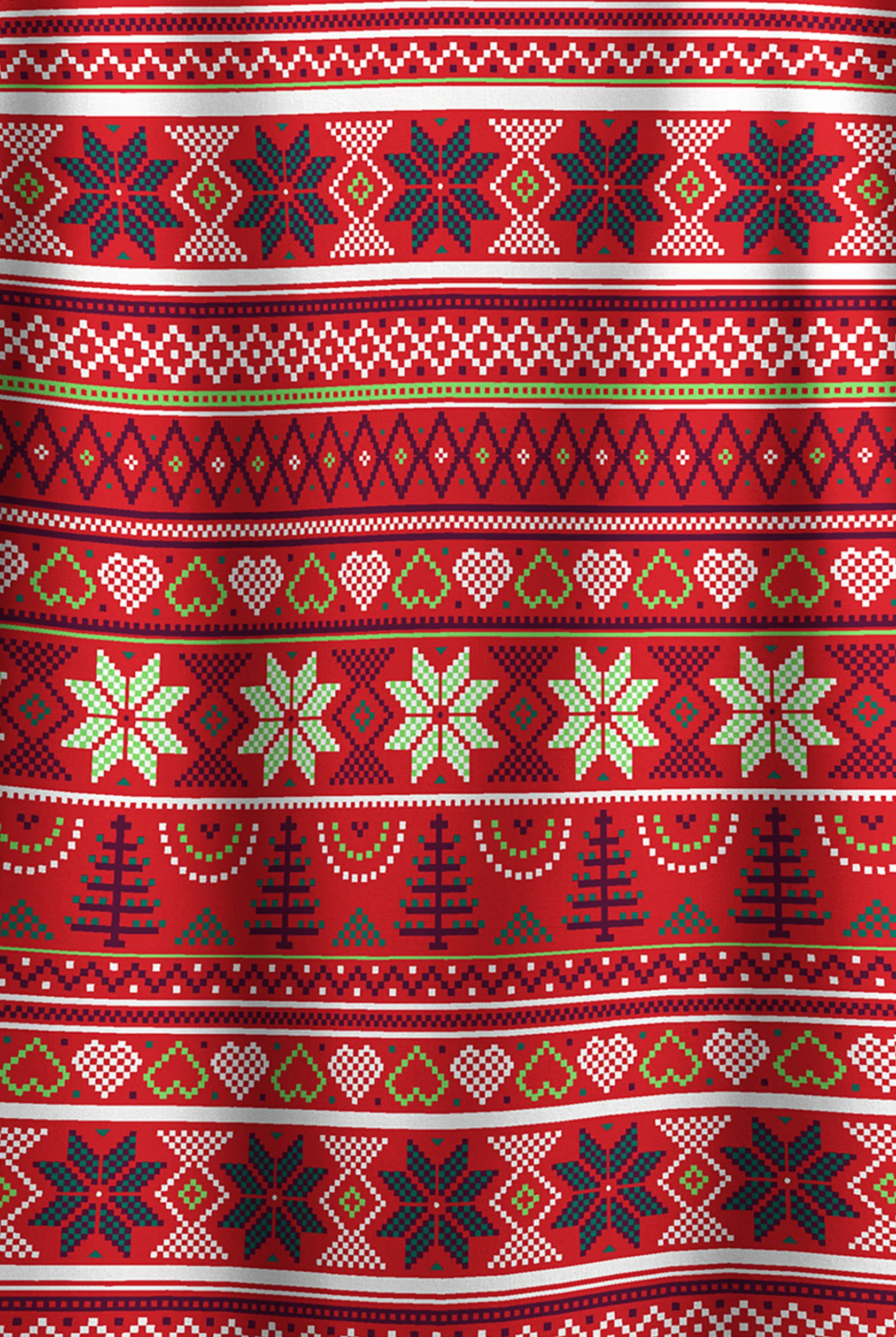 Holiday Sweater Red Women's 2-Pocket V-Neck Print Scrub Top