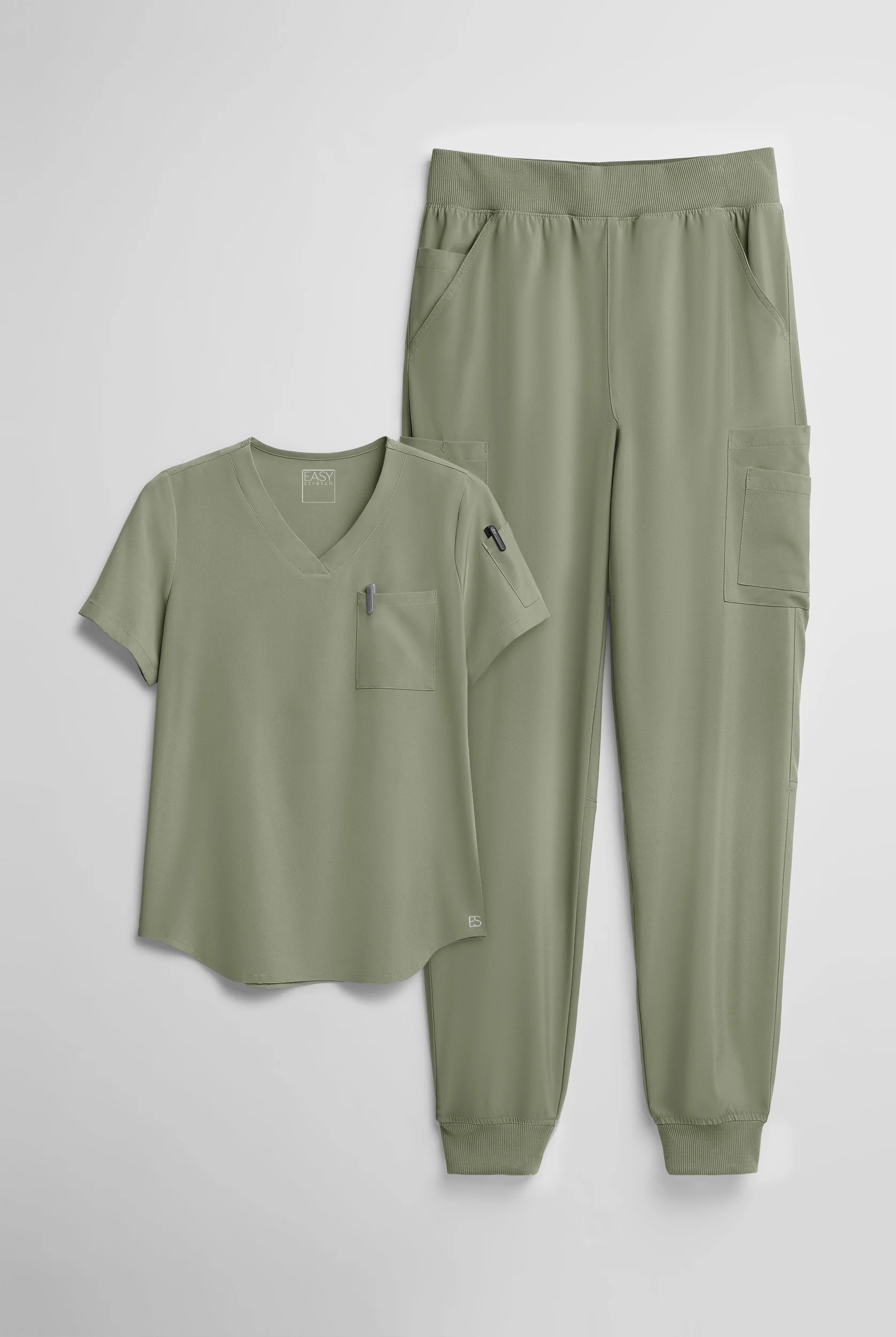 Easy STRETCH Women's 10-Pocket Scrub Set