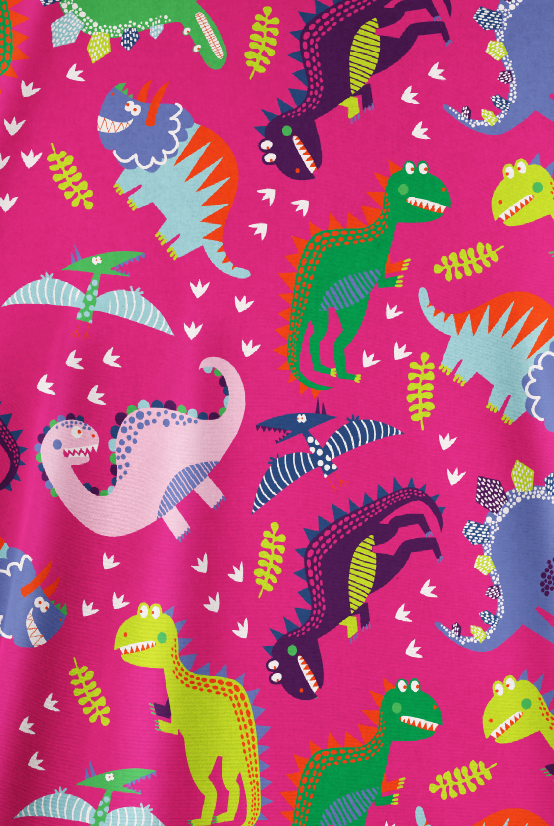 Butter-Soft Originals Colorful Dinos Fuchsia Women's 2-Pocket V-Neck Print Scrub Top