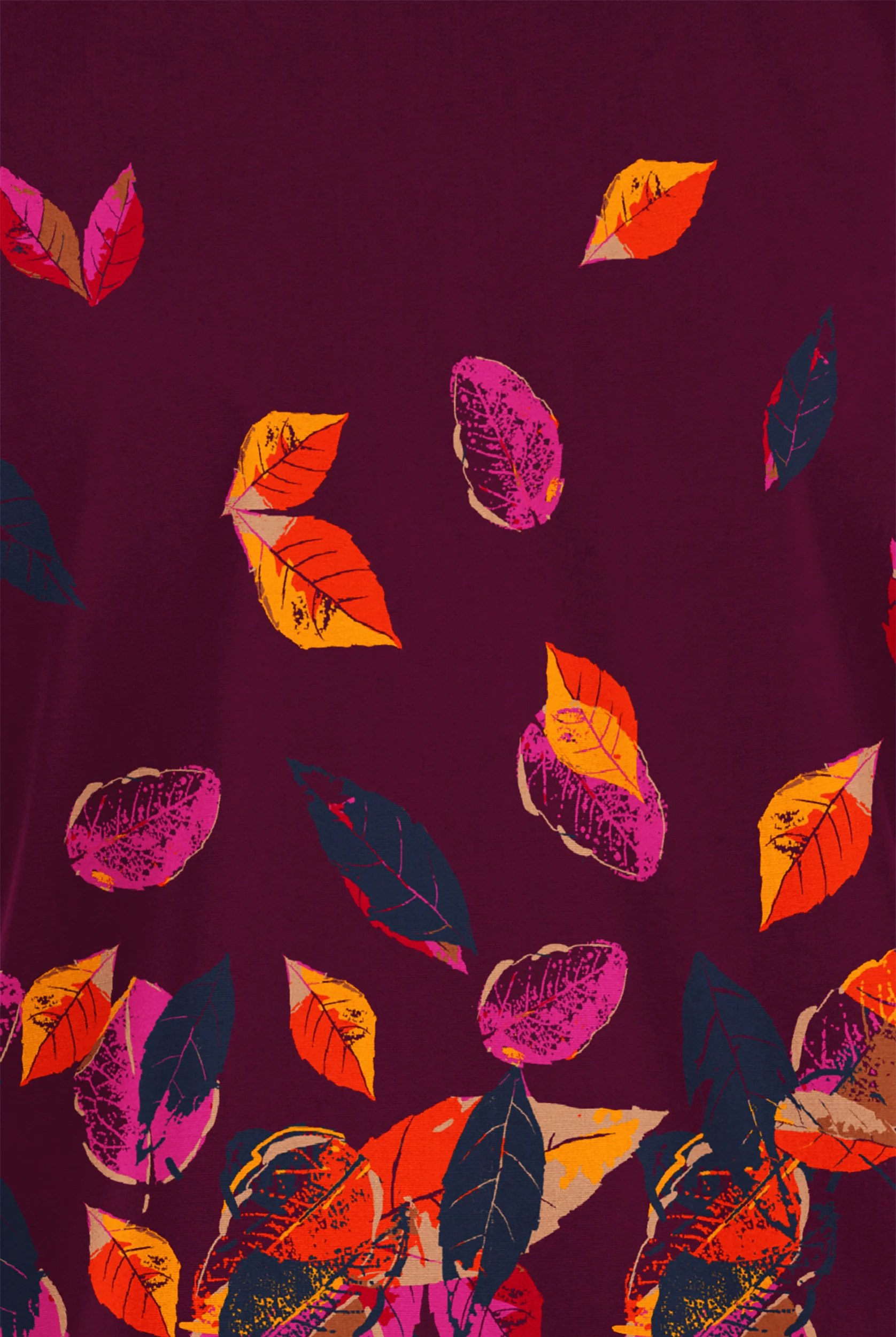 Butter-Soft Originals Autumn Border Wine Women's 2-Pocket V-Neck Print Scrub Top