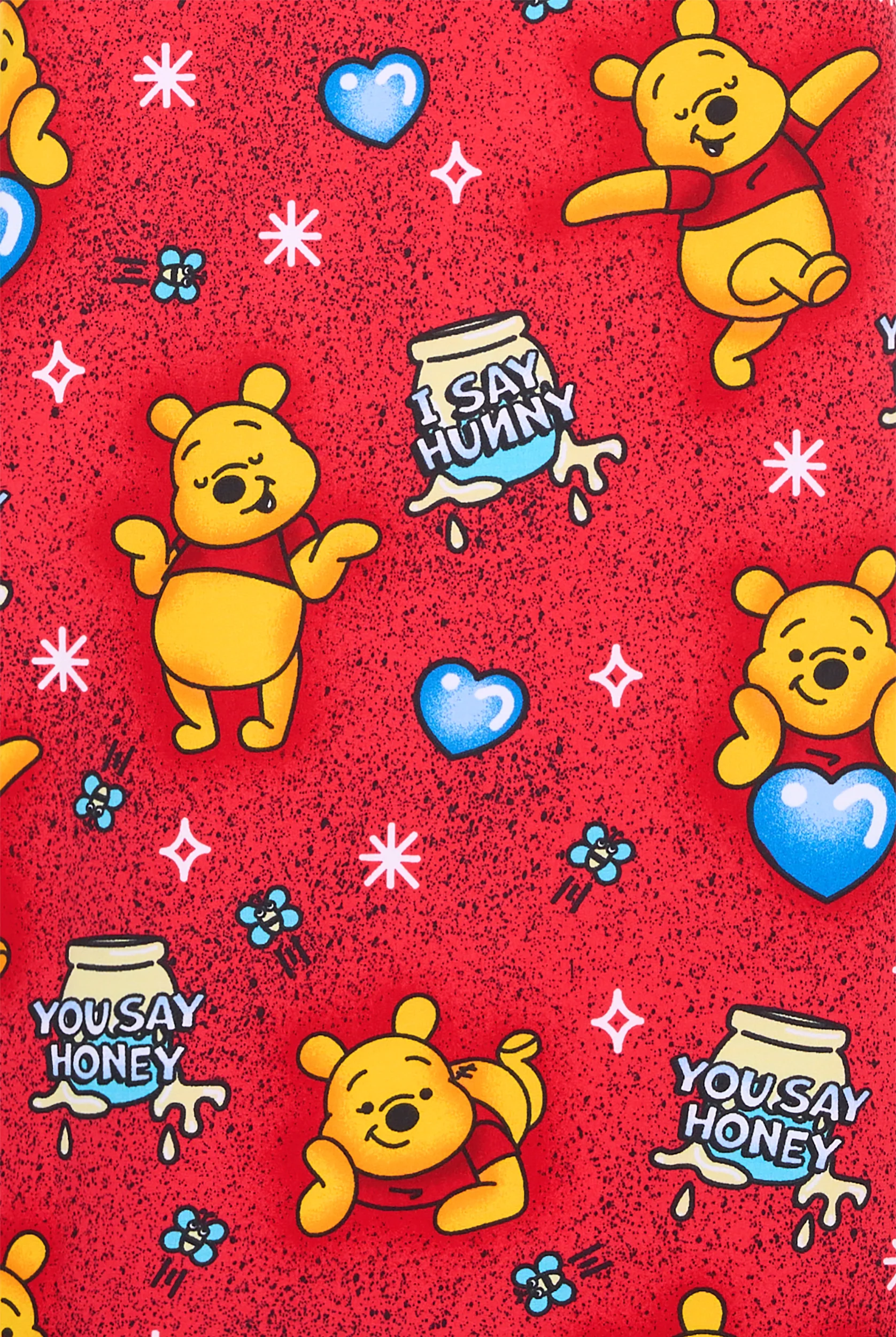 Tooniforms Disney's Winnie the Pooh You Say Honey Women's 2-Pocket STRETCH V-Neck Print Scrub Top