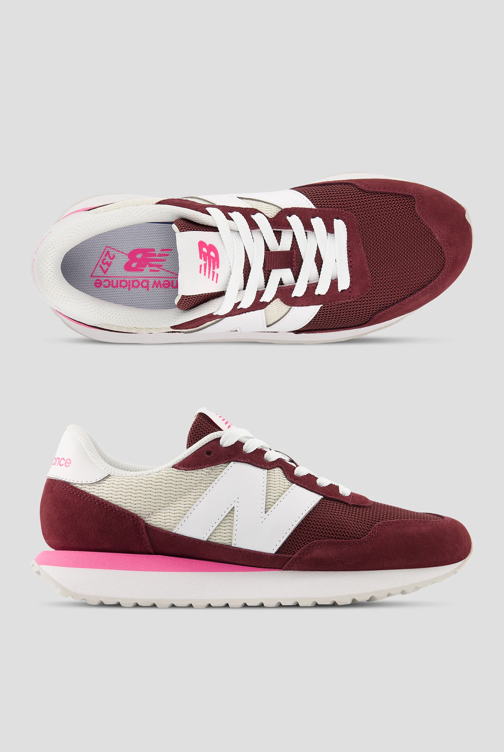 New Balance Women's 237 Burgundy / Linen Athletic Lace Up Shoes