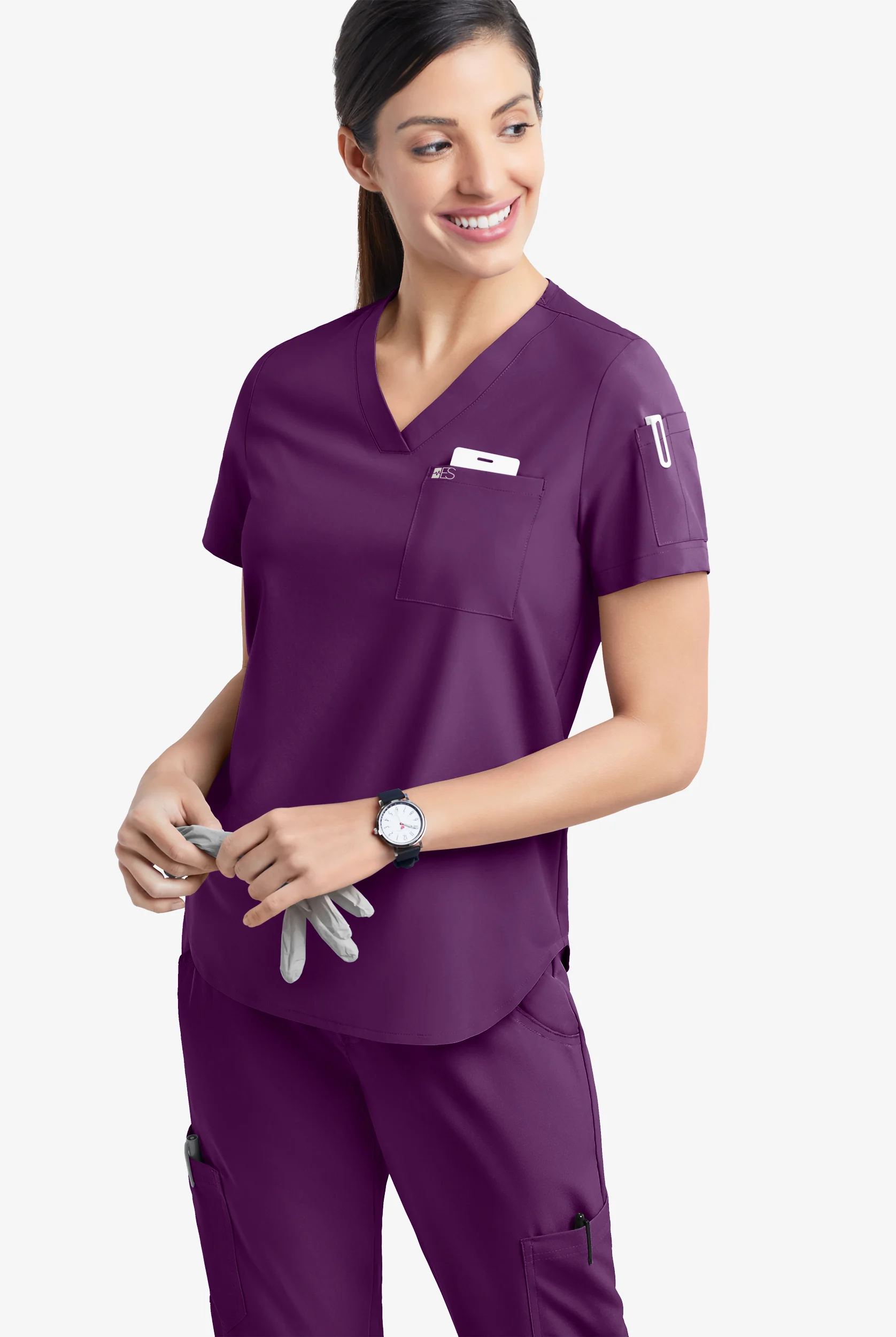 Easy STRETCH Chloe Women's 3-Pocket V-Neck Tuck-In Scrub Top