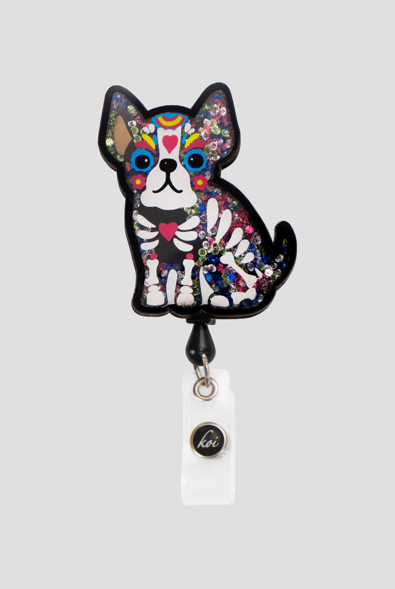 koi Skeleton Dog Shaker ID Badge Reel