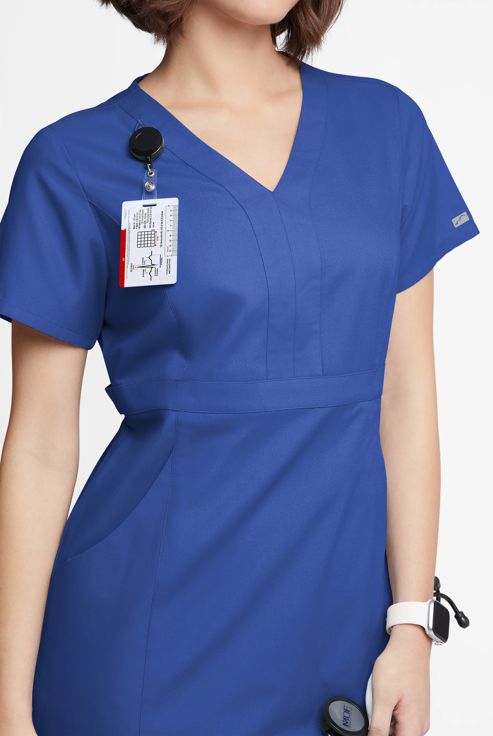 Butter-Soft Originals Women's 4- Pocket V-Neck Empire Waist Dress