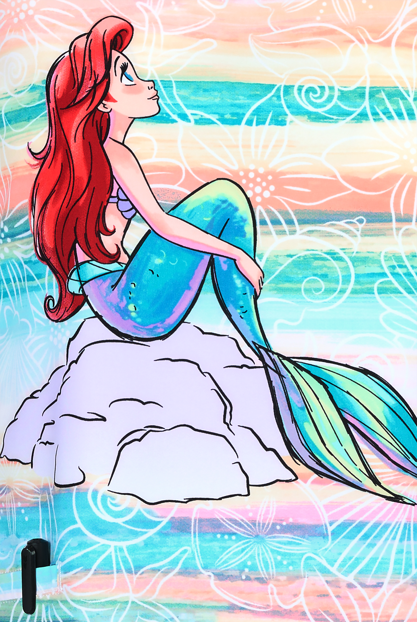 Tooniforms Little Mermaid Vibe With The Tide Women's 2-Pocket STRETCH V-Neck Print Scrub Top