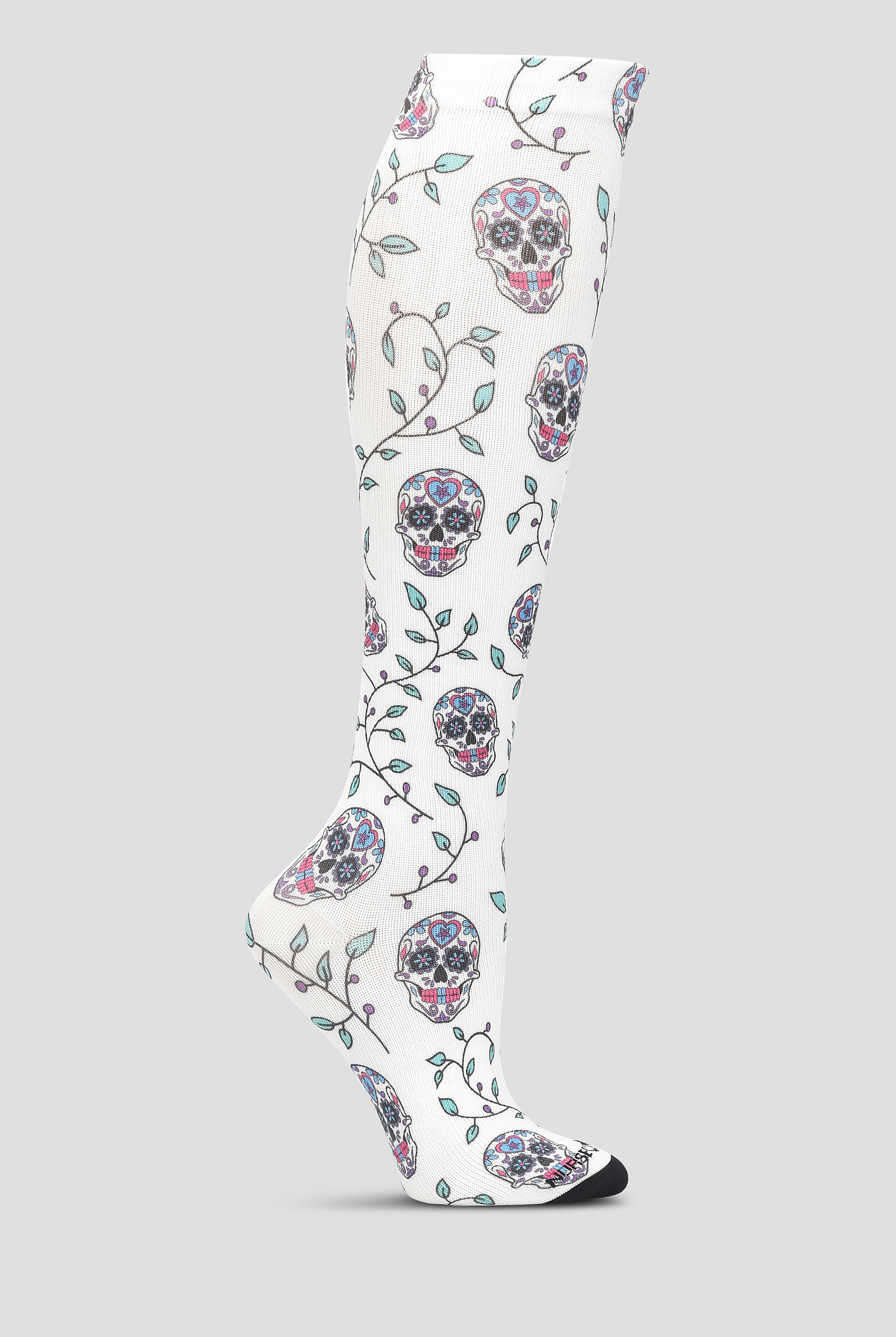 Nurse Mates Sugar Skulls Women's 12-14 mmHg Light Compression Socks