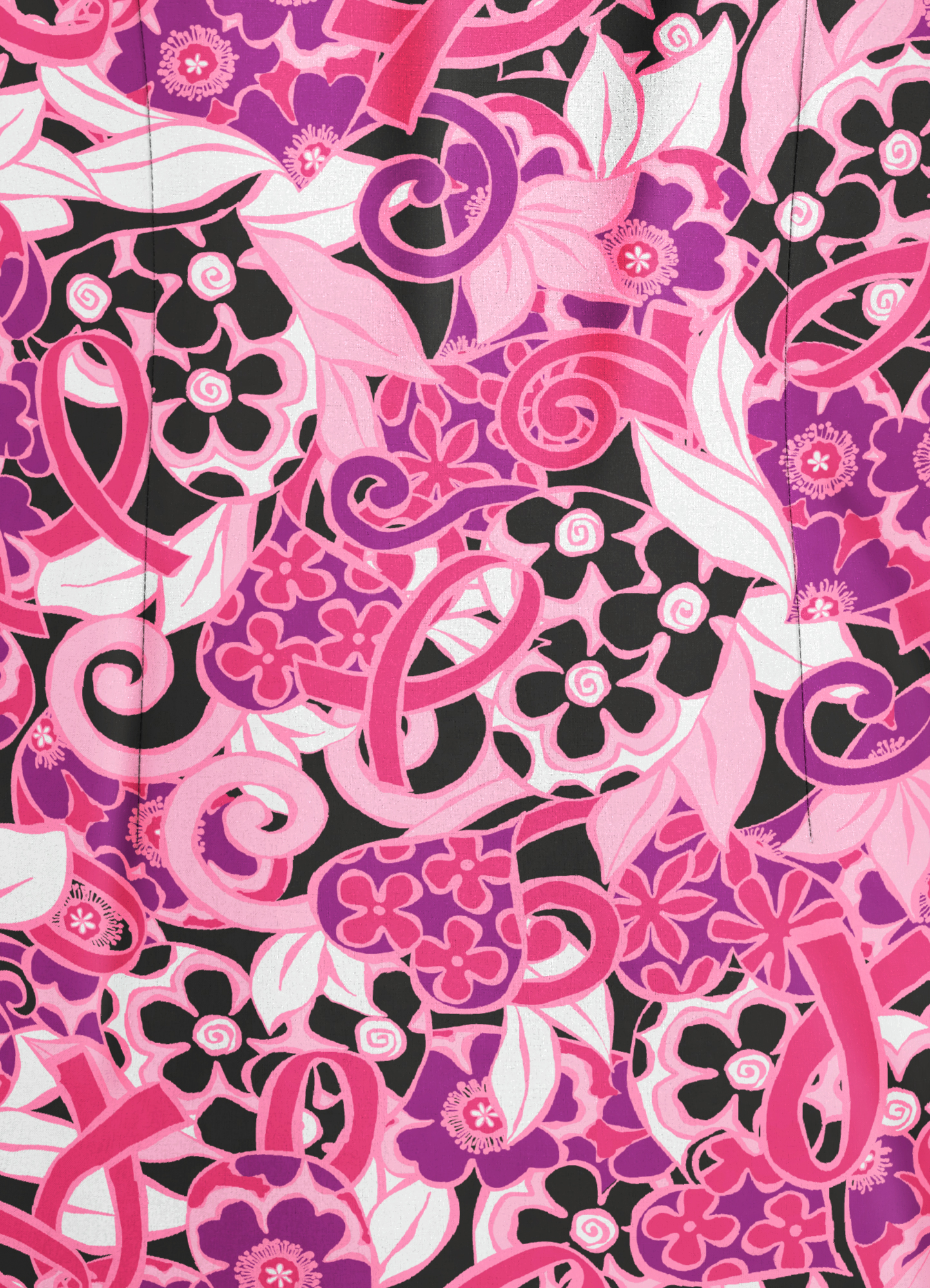 Blusa médica estampada Strictly Scrubs Pink Ribbon Bouquet con cuello en V redondeado y 4 bolsillos para mujer