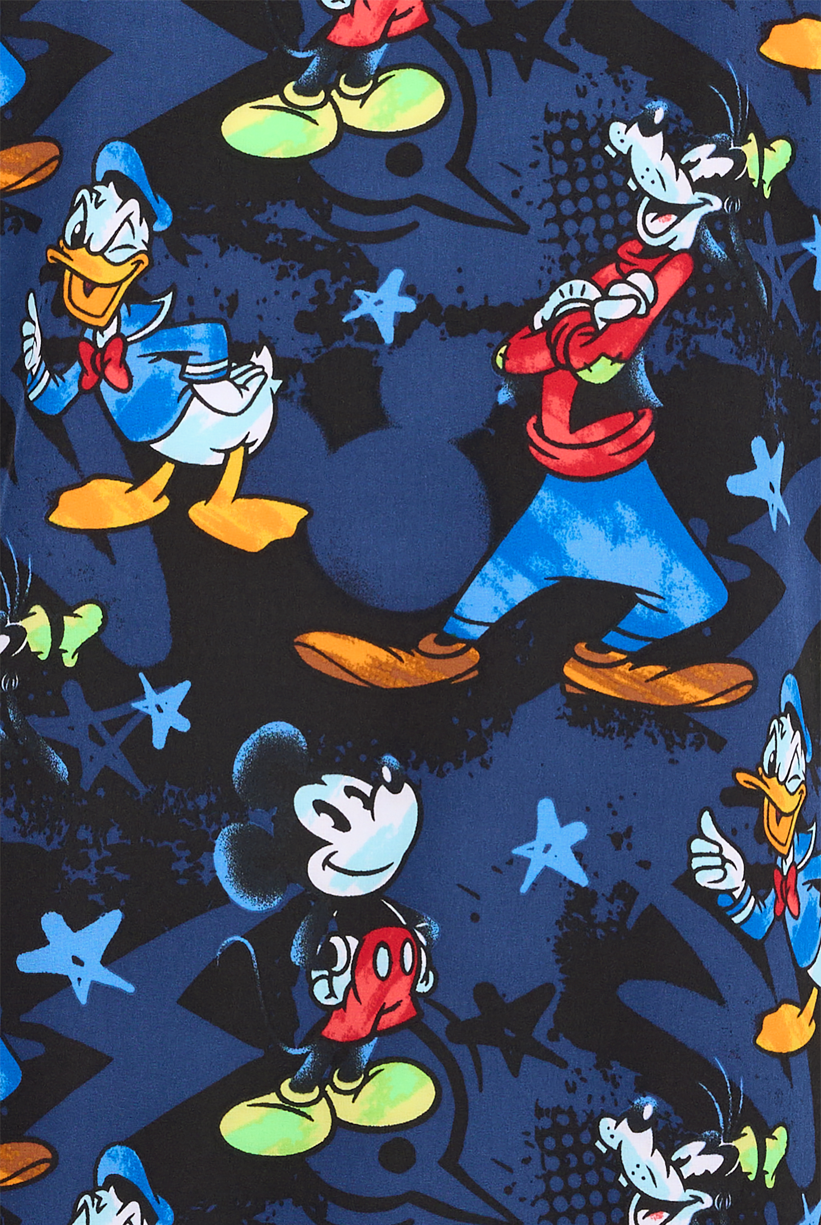 Tooniforms Disney's Mickey Bro Time Men's 2-Pocket STRETCH V-Neck Print Scrub Top
