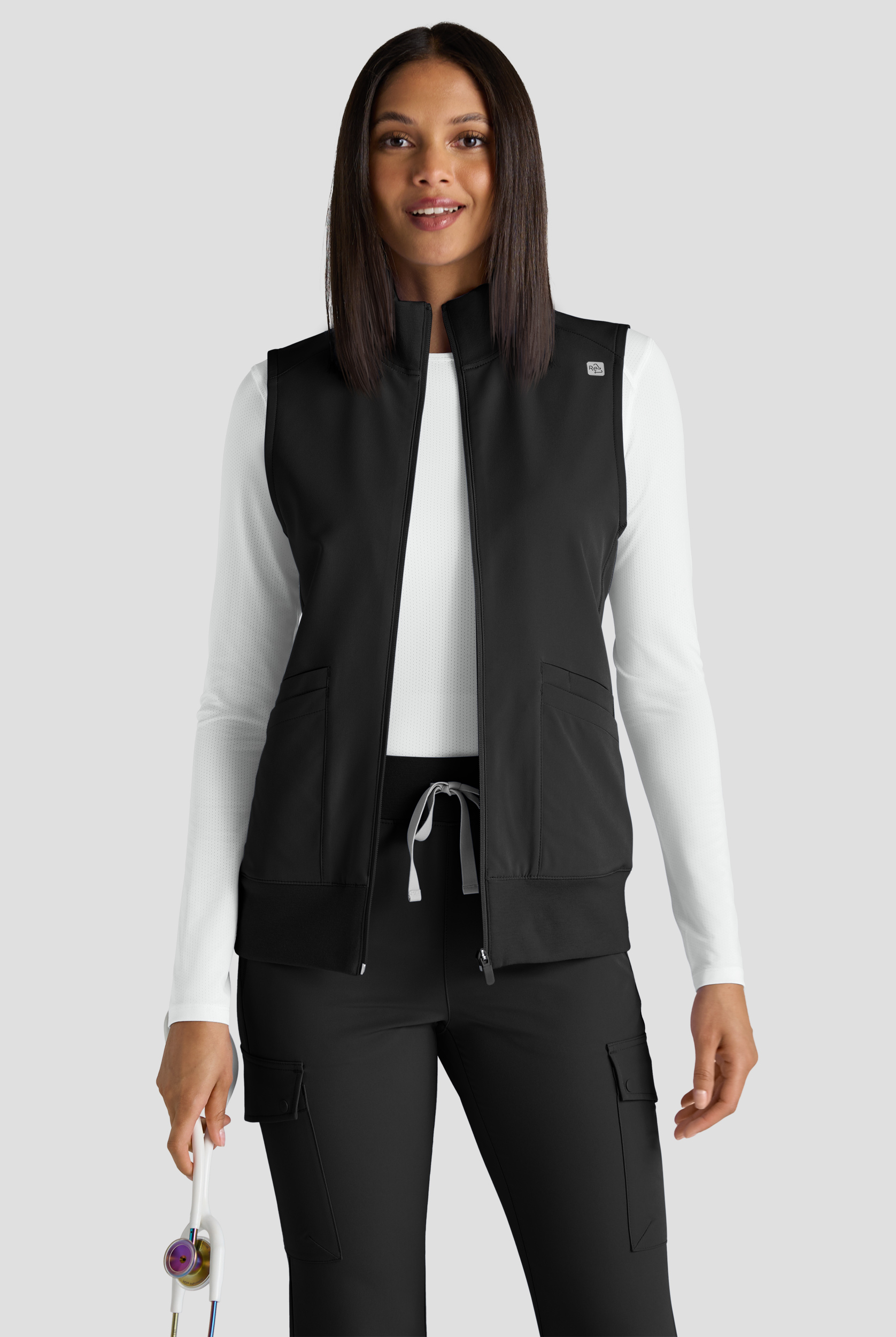 ReSurge Ebro Women's 6-Pocket Zip Front Stand Scrub Vest