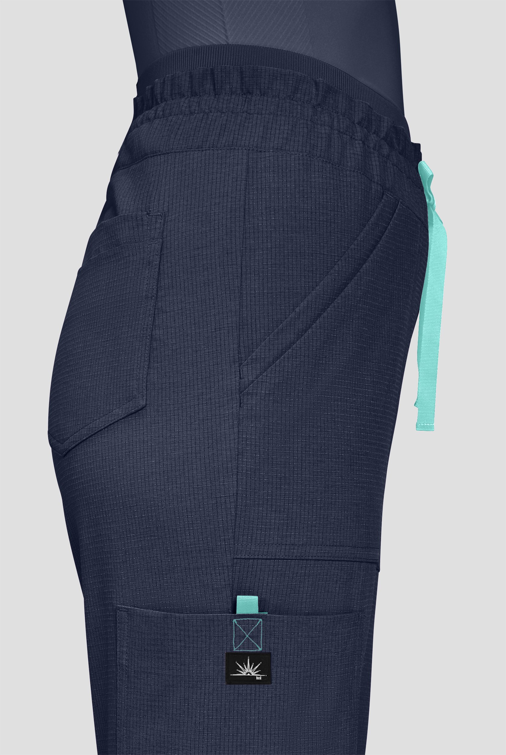 koi Solis Freda Women's 8-Pocket STRETCH Rib-Knit Double Waist Straight Leg Cargo Scrub Pant