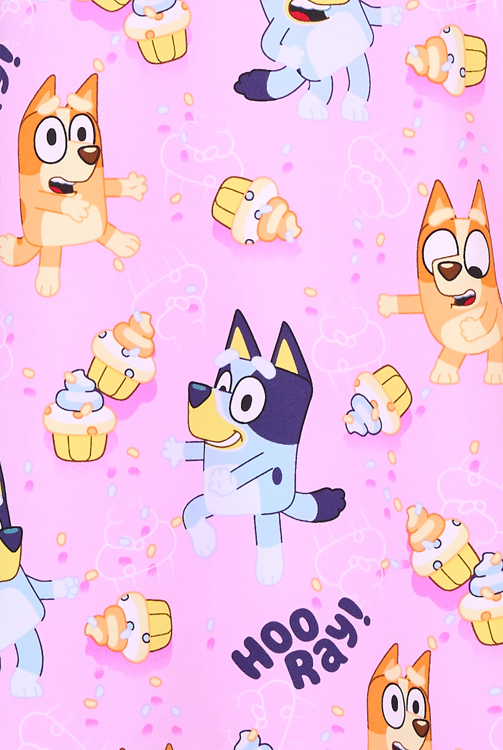 Tooniforms Bluey Hooray, Cupcakes Women's 2-Pocket STRETCH V-Neck Print Scrub Top