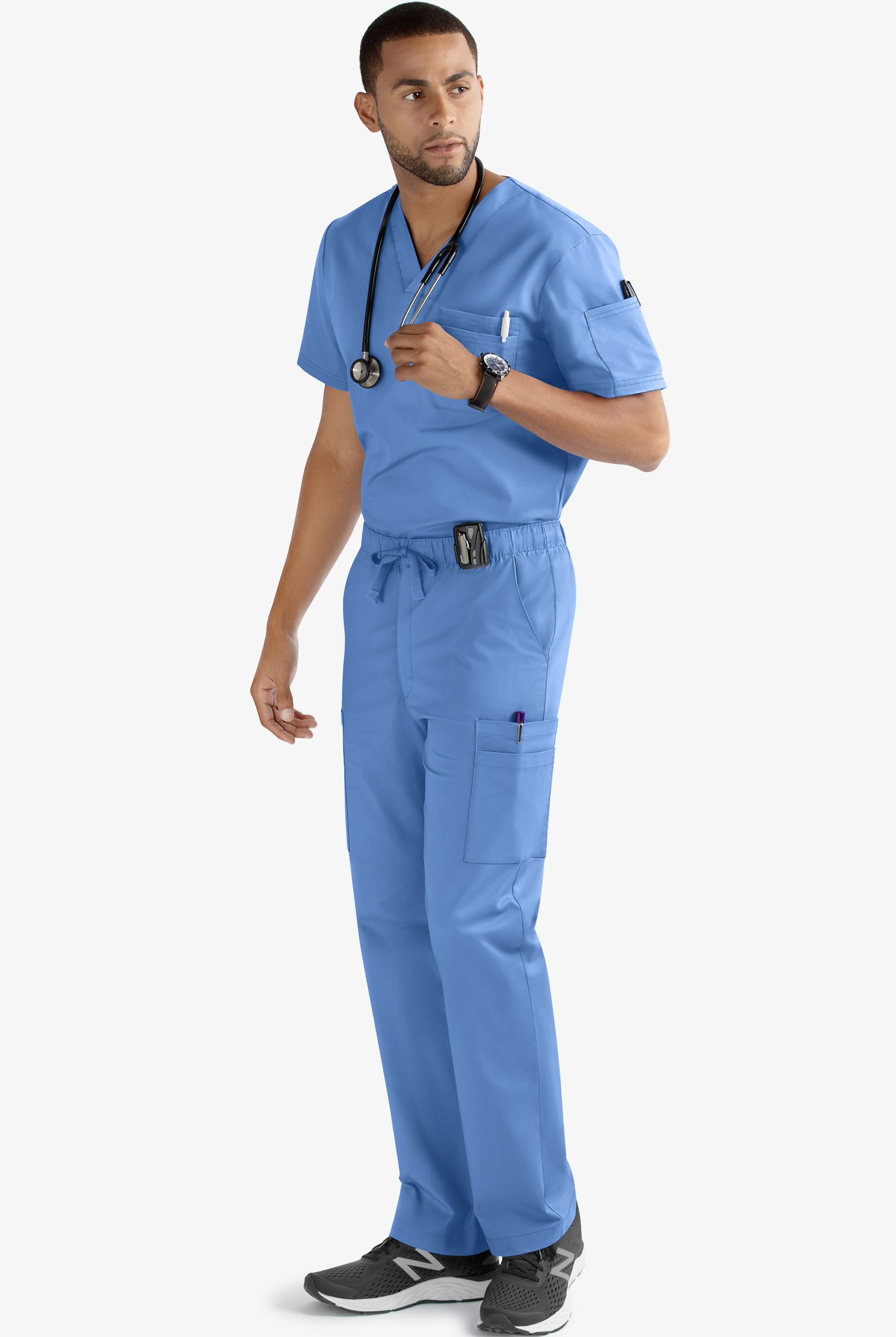 Butter-Soft STRETCH Men's 9-Pocket Zip Front Cargo Straight Leg Scrub Pants