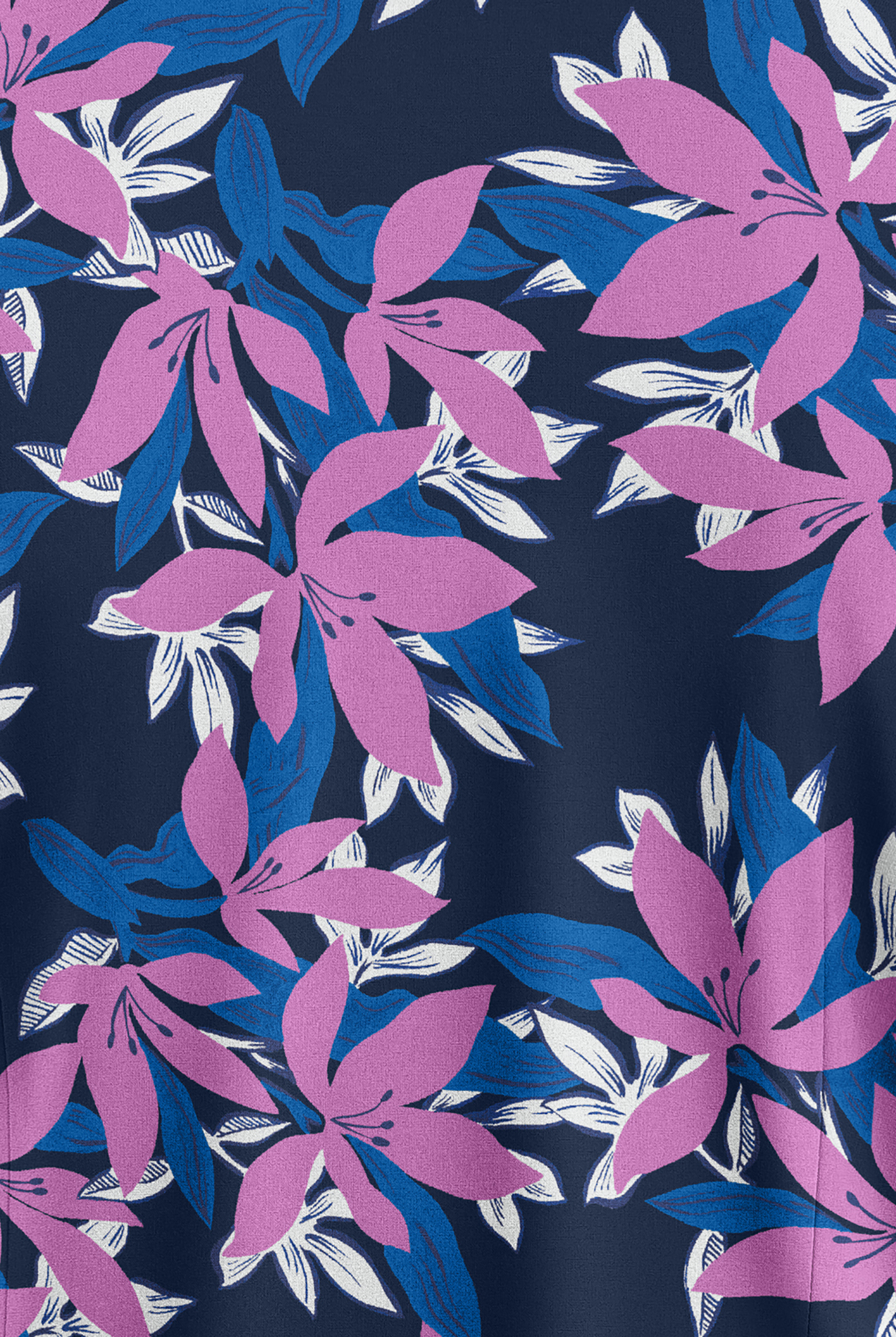 Butter-Soft STRETCH Happy Morning Floral Navy Women's 4-Pocket Notch Neck Print Scrub Top