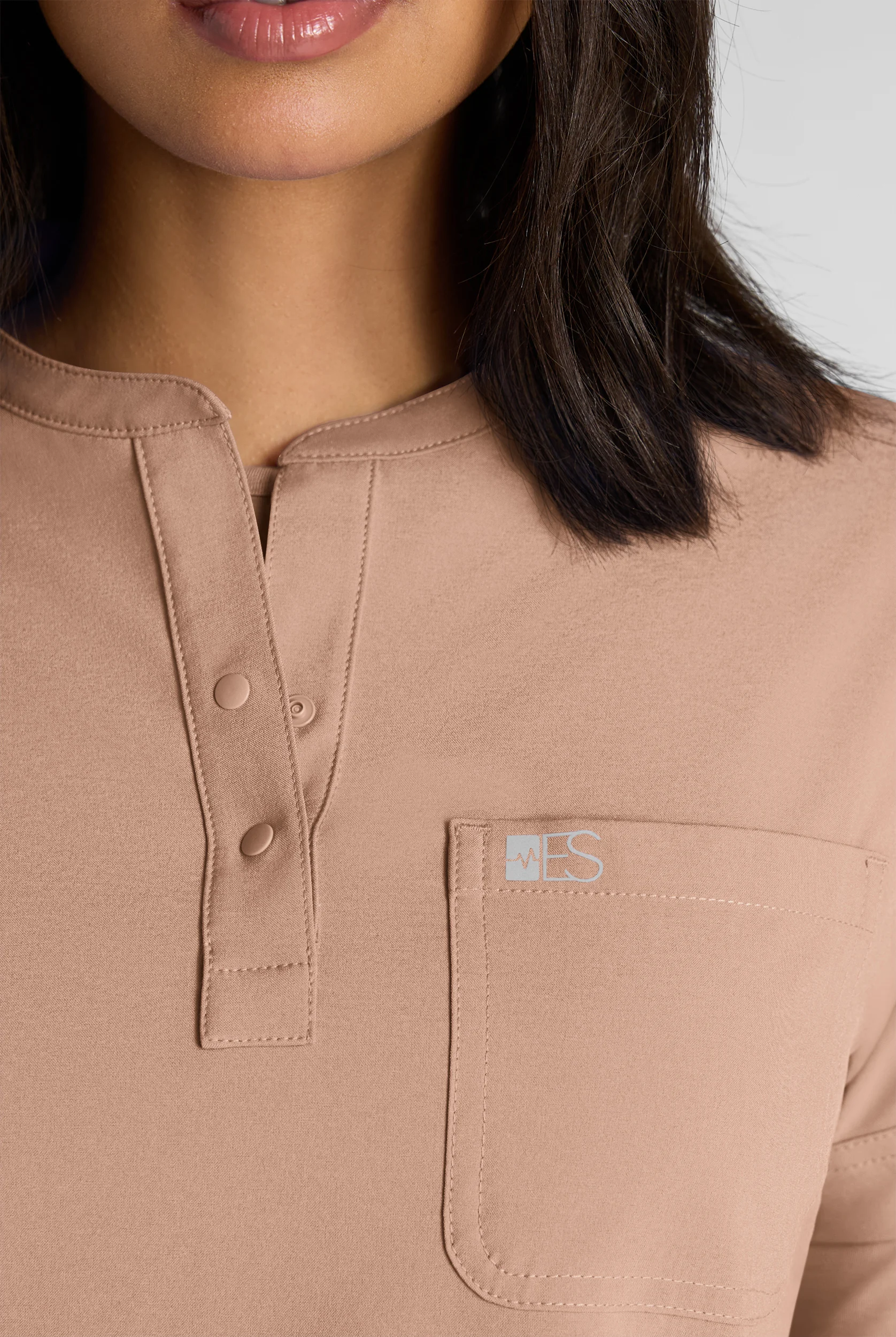 Easy STRETCH Bella Women's 1-Pocket Henley Scrub Top