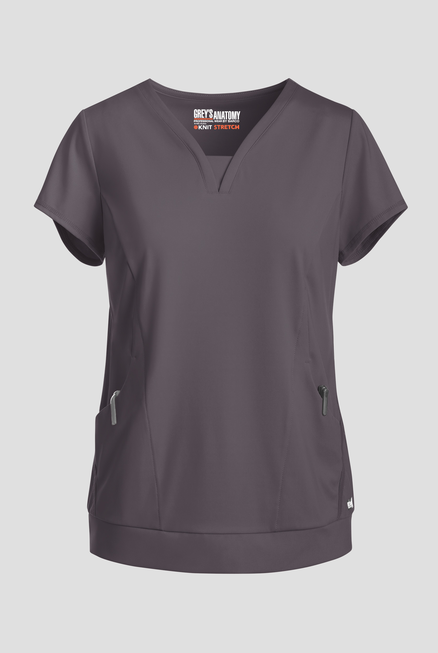 Grey's Anatomy by Barco Knit STRETCH Motivate Women's 2-Pocket Banded V-Neck Scrub Top