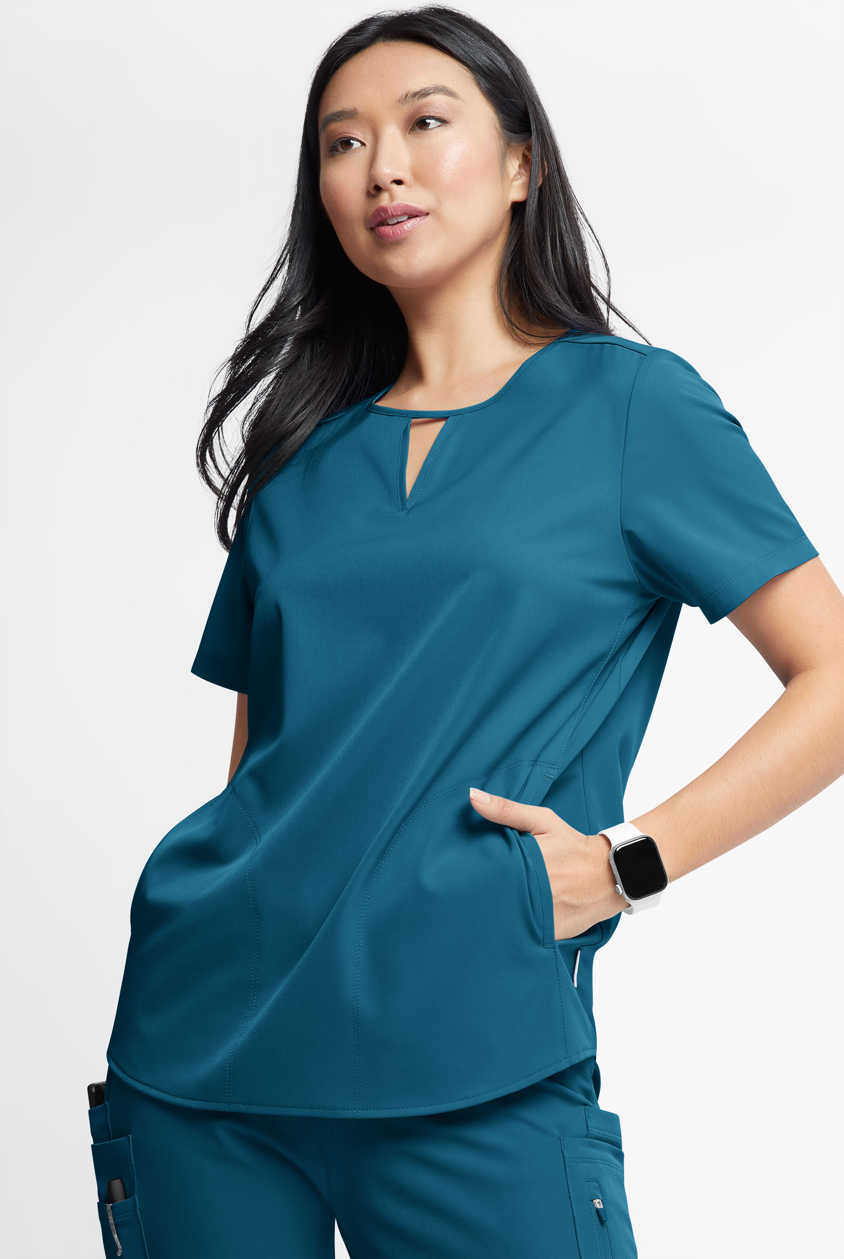 WhisperLite Alba Women's 3-Pocket Notched Neck Scrub Top