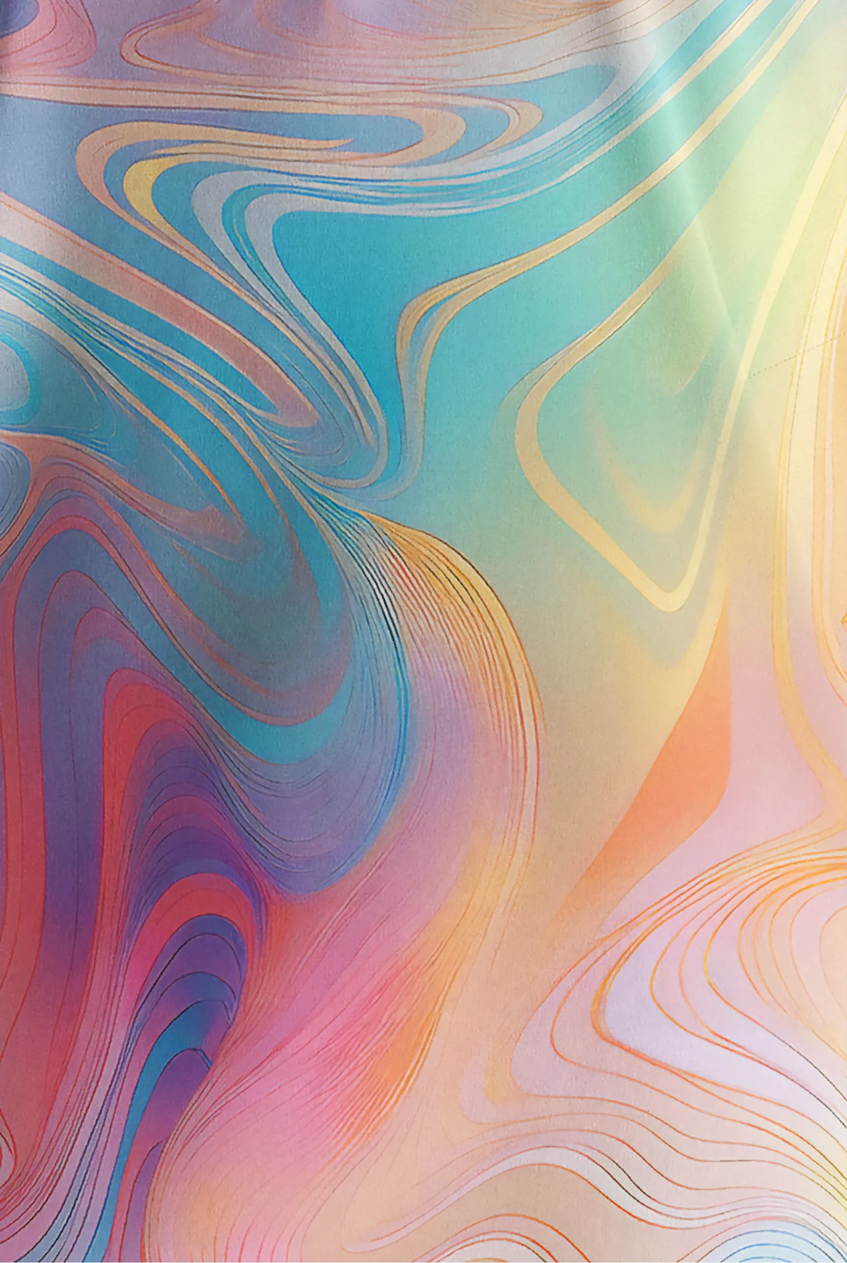 Easy STRETCH Dreamy Waves Turquoise Women's 2-Pocket Oversized Dolman Sleeve Print Scrub Top