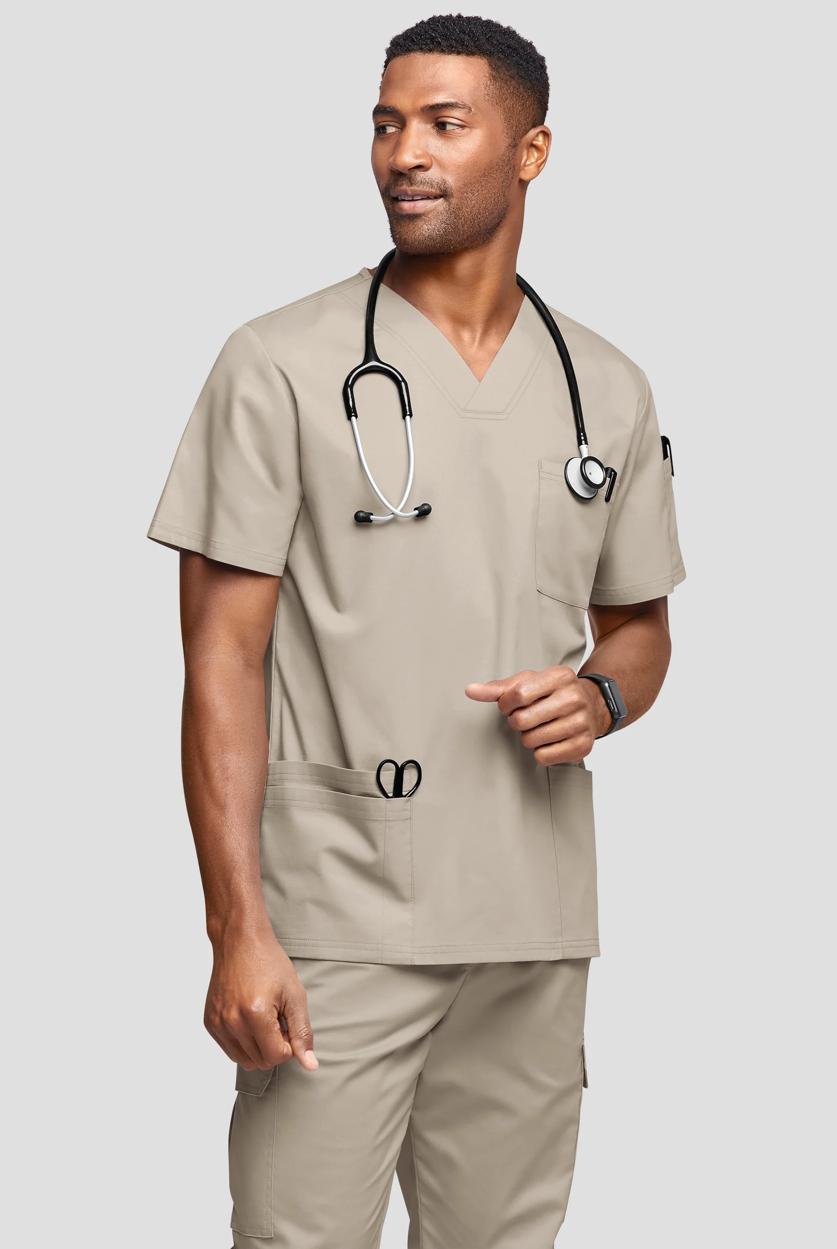 Butter-Soft STRETCH Men's 6-Pocket V-Neck Scrub Top